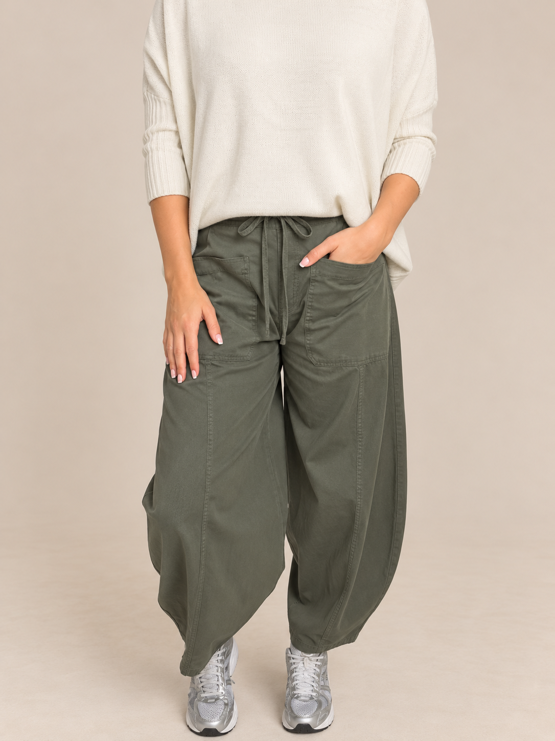 Ellie Tie Waist Barrel Trousers