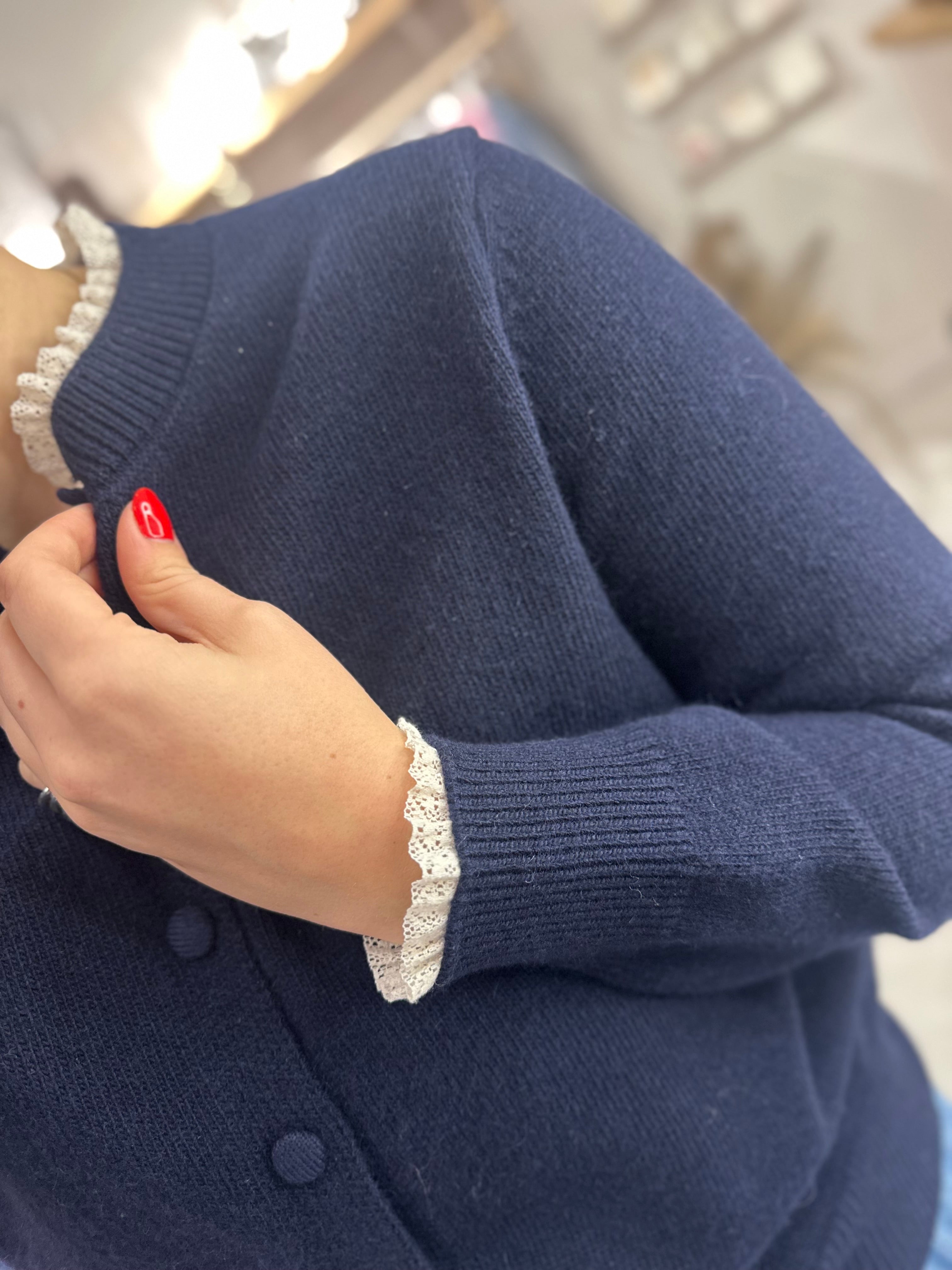 Last True Angel Lace Trimmed Cardigan