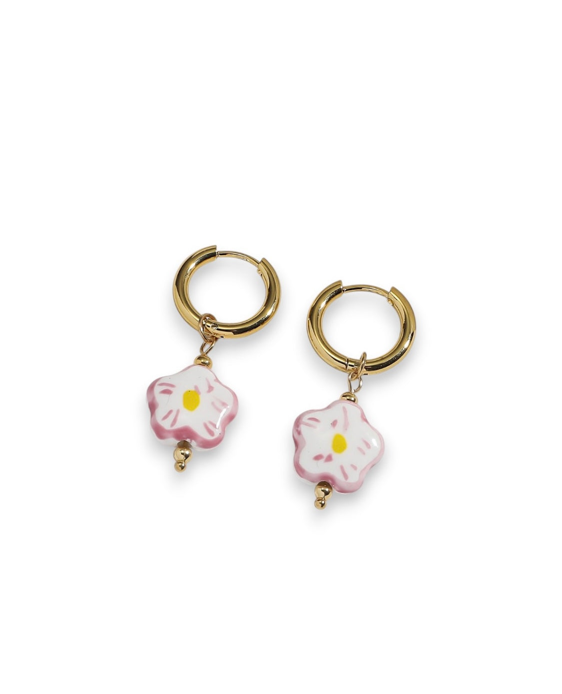 Painted Ceramic Flower earrings