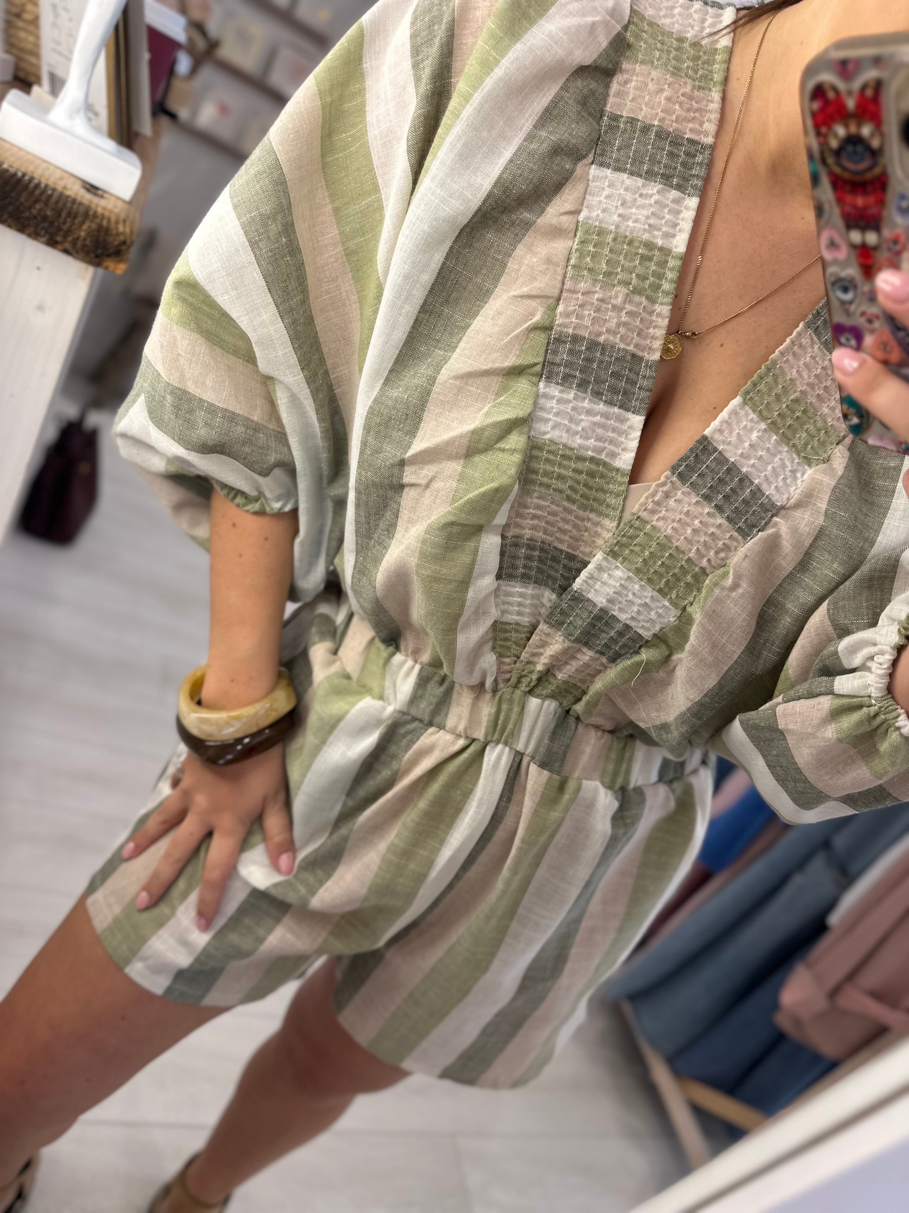 Queenie Striped Playsuit