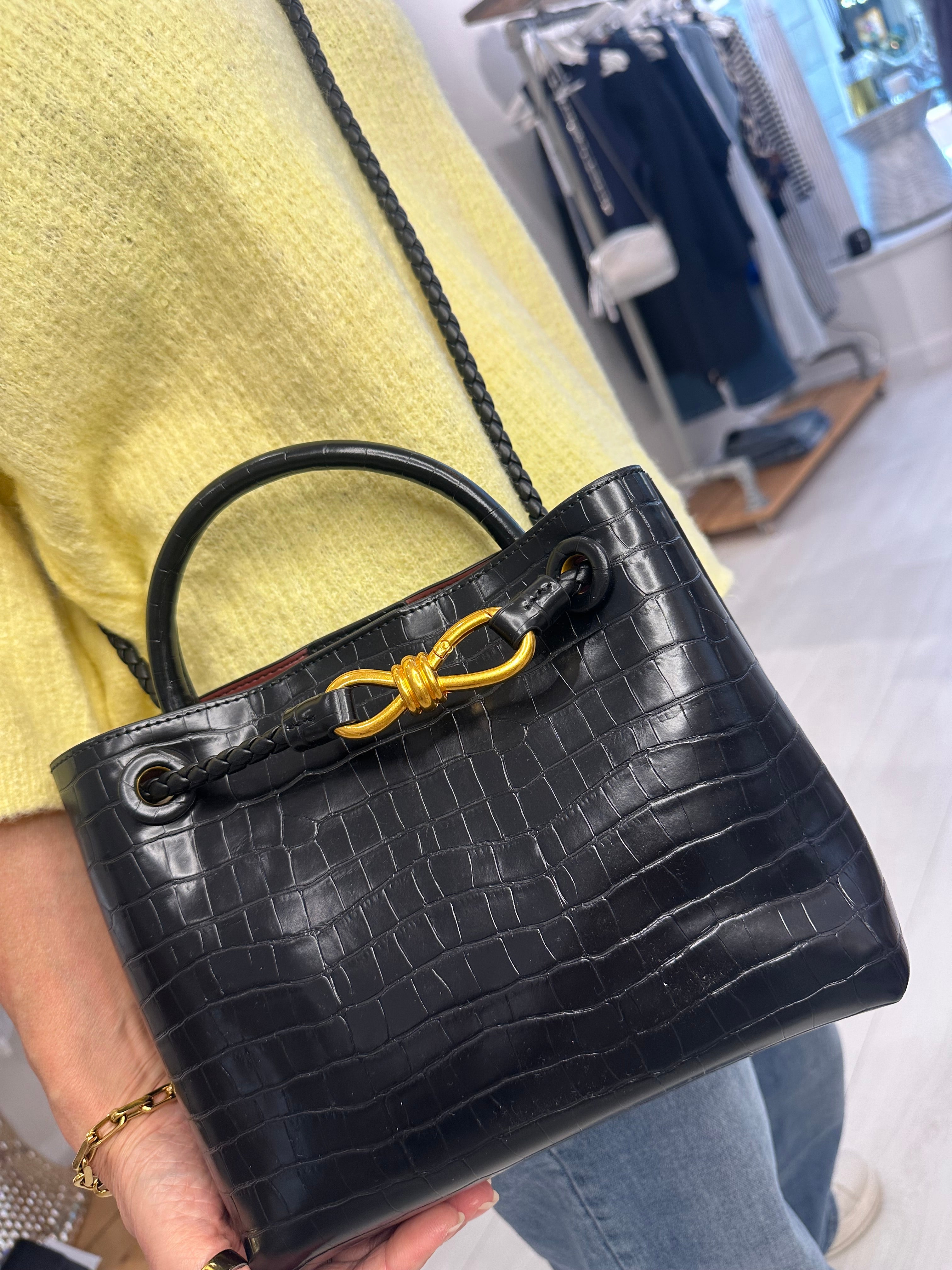 Beau Faux Croc Clutch