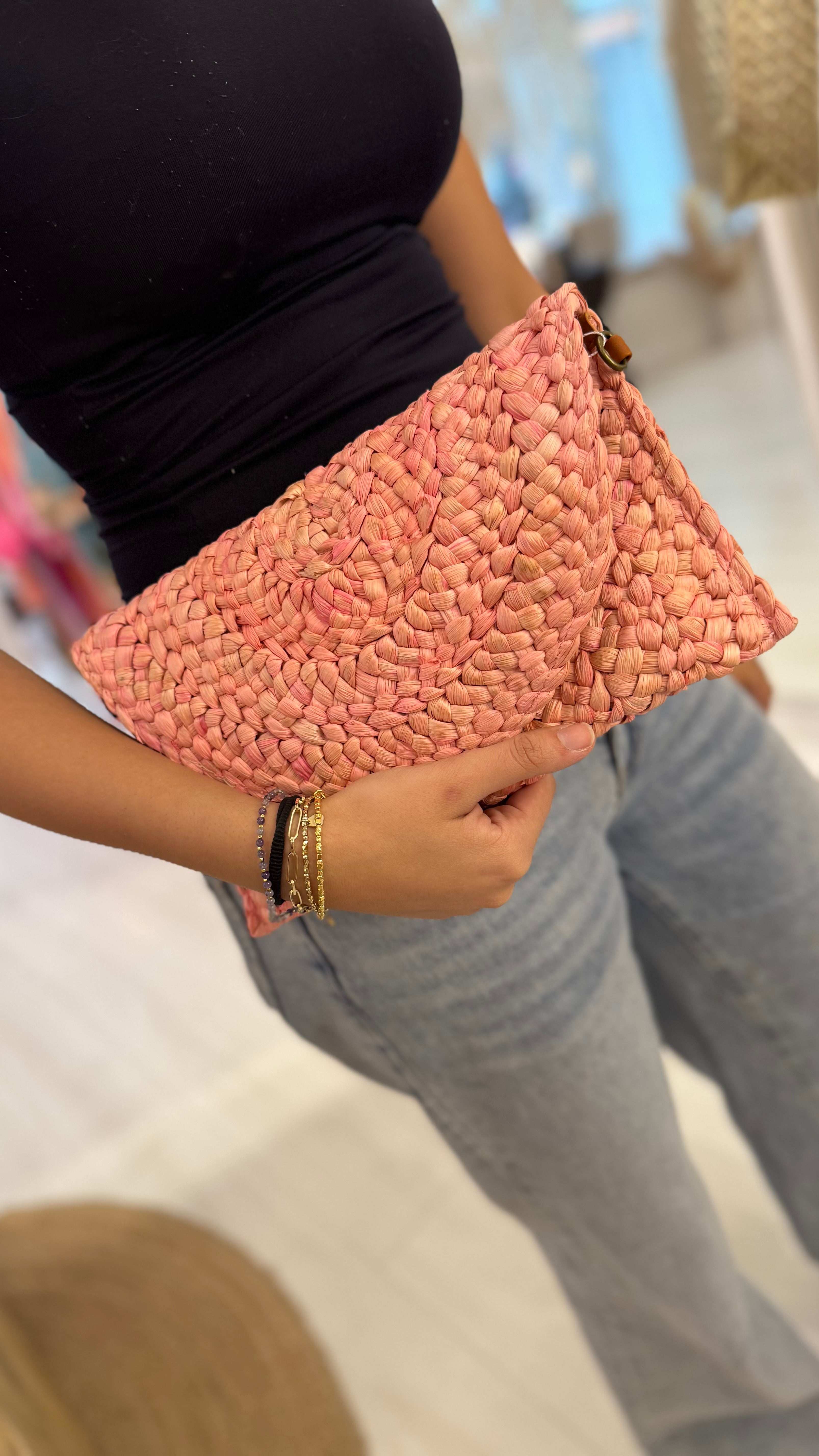 Blossom Straw Clutch
