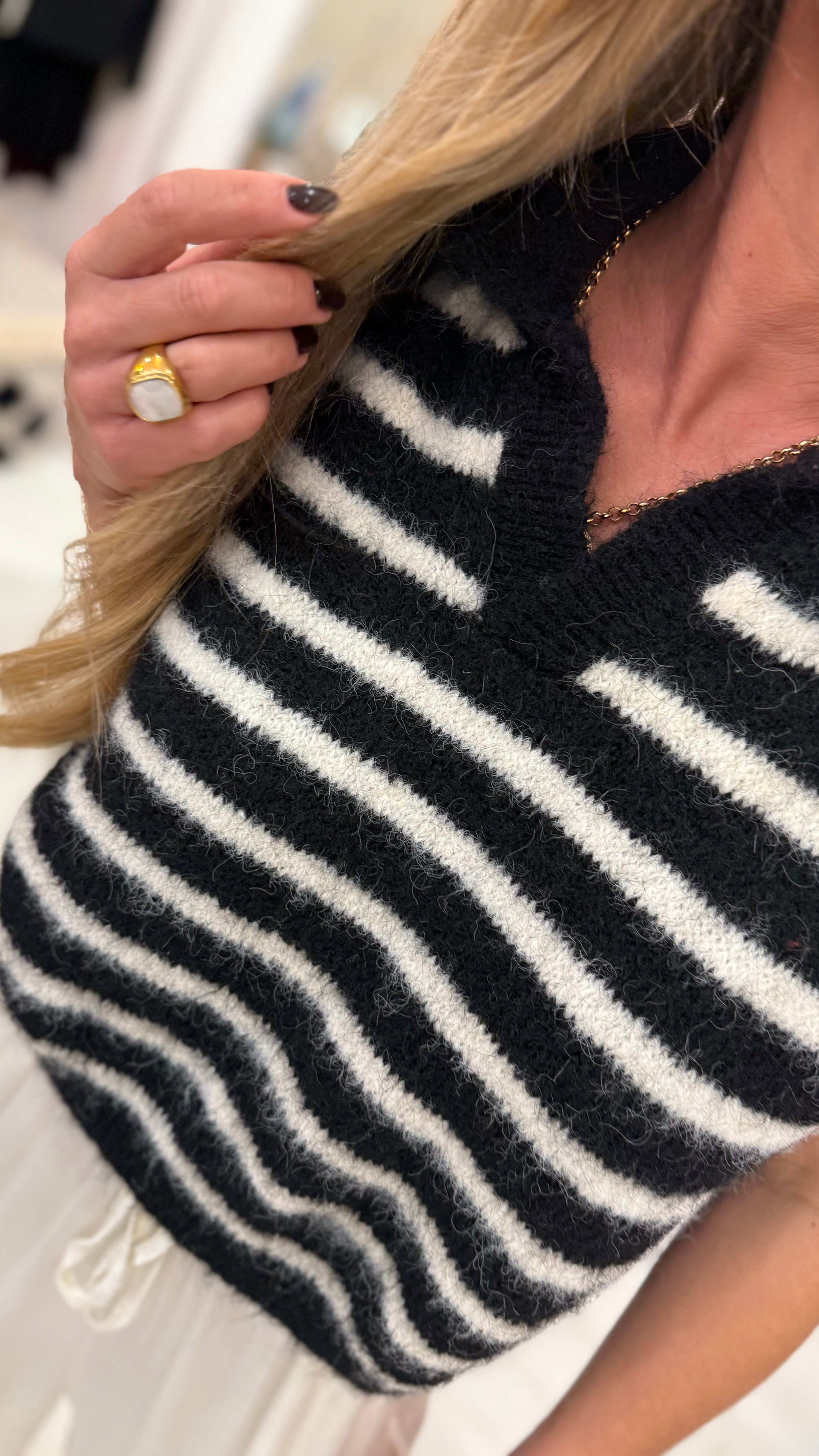 Sally Striped Collared Knit
