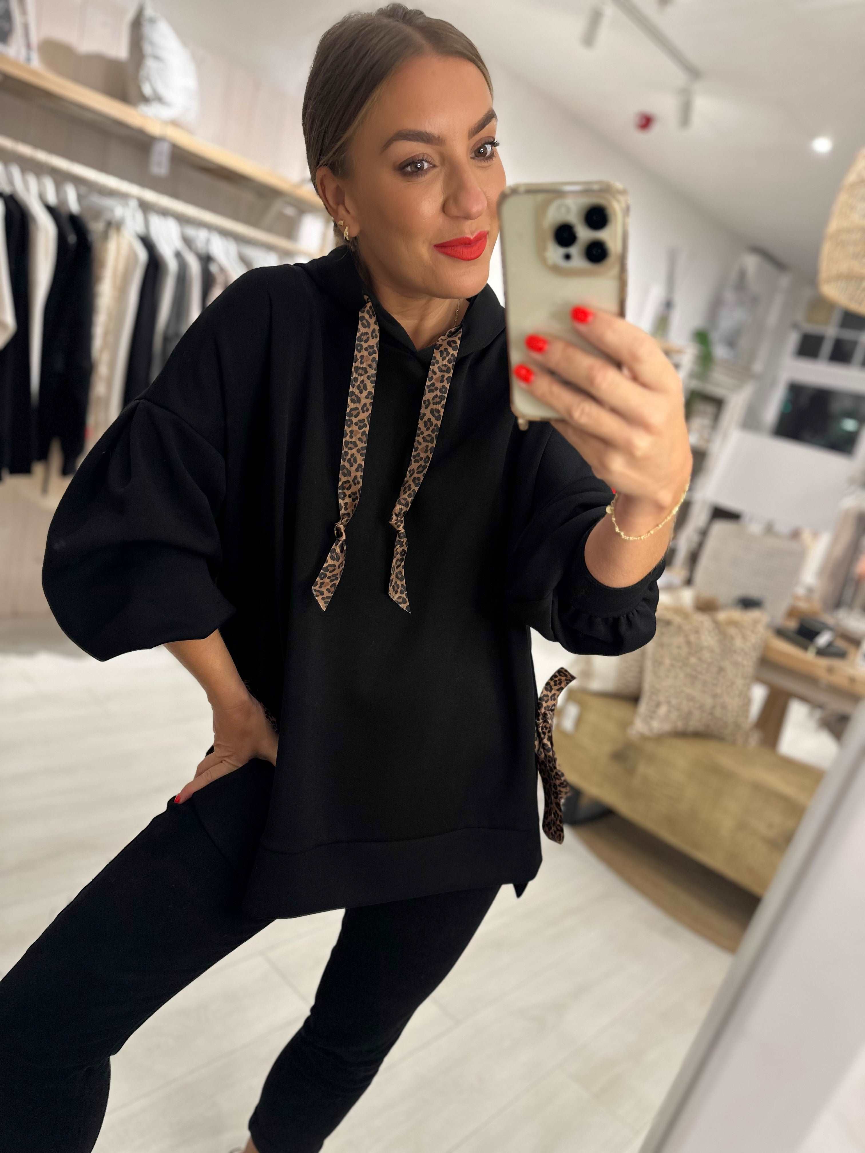 Maisie Leopard Ribbon Hoodie