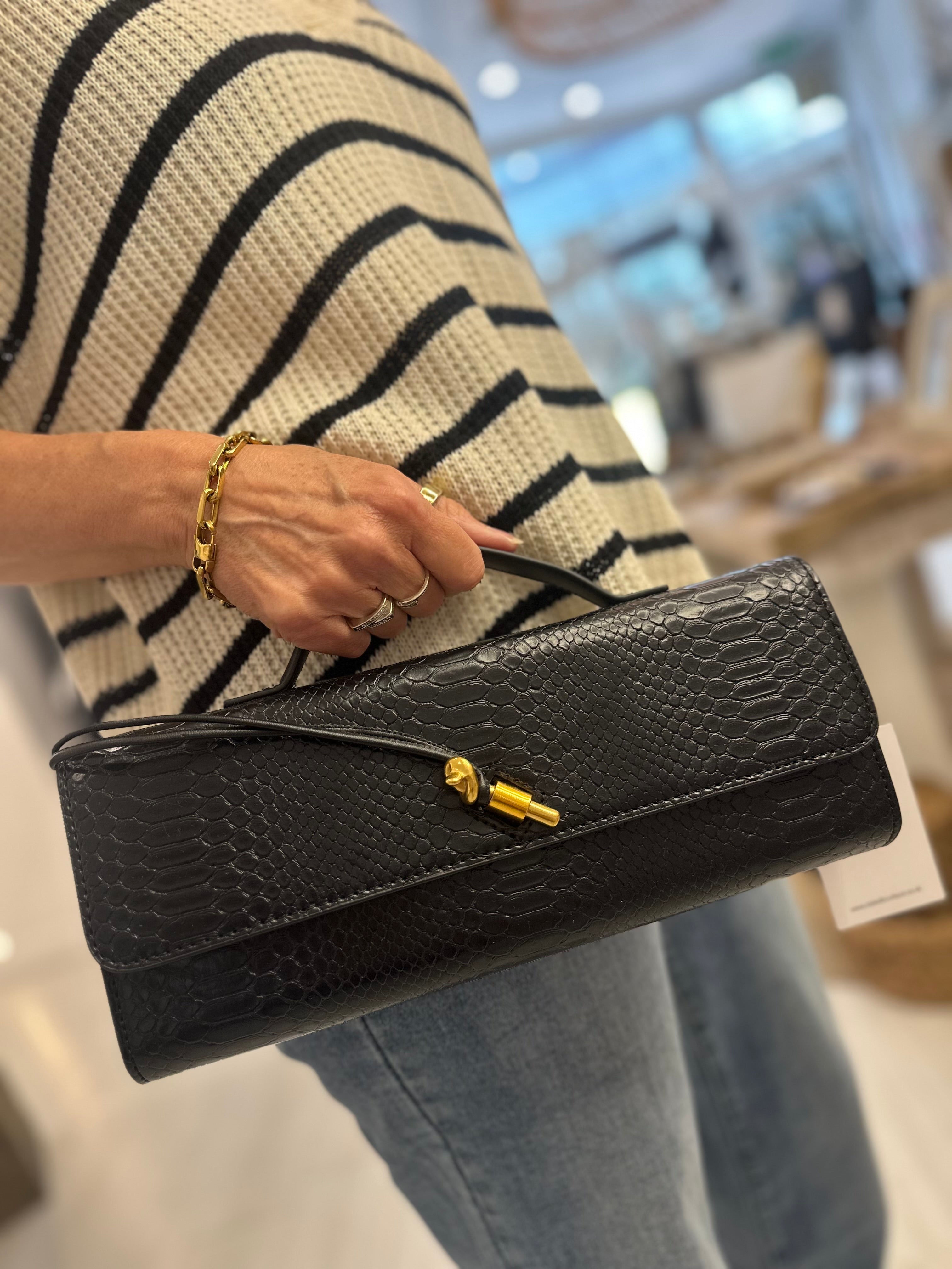 Faux Croc Envelope Clutch