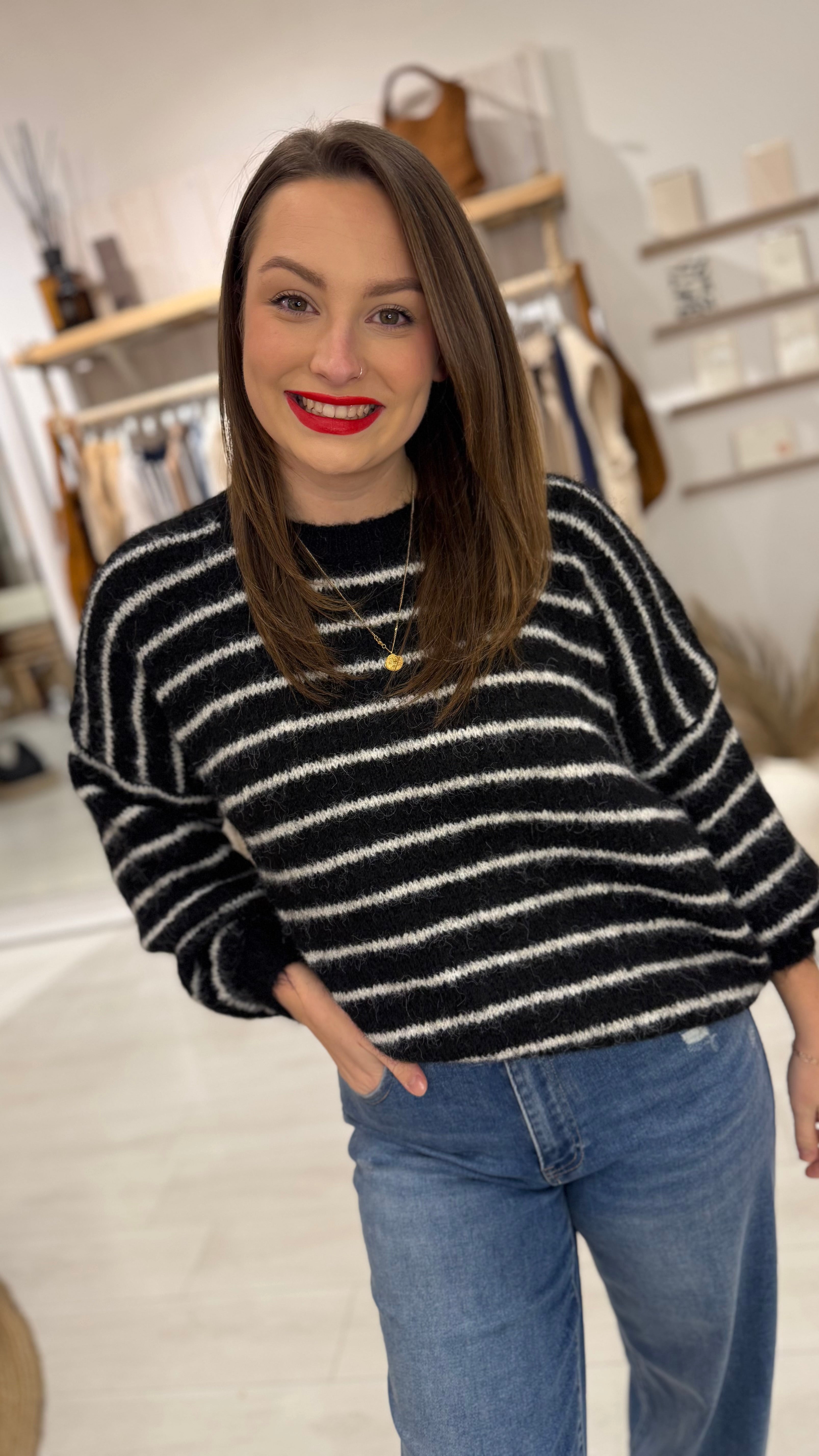 Hazel Striped Wool Blend Knit