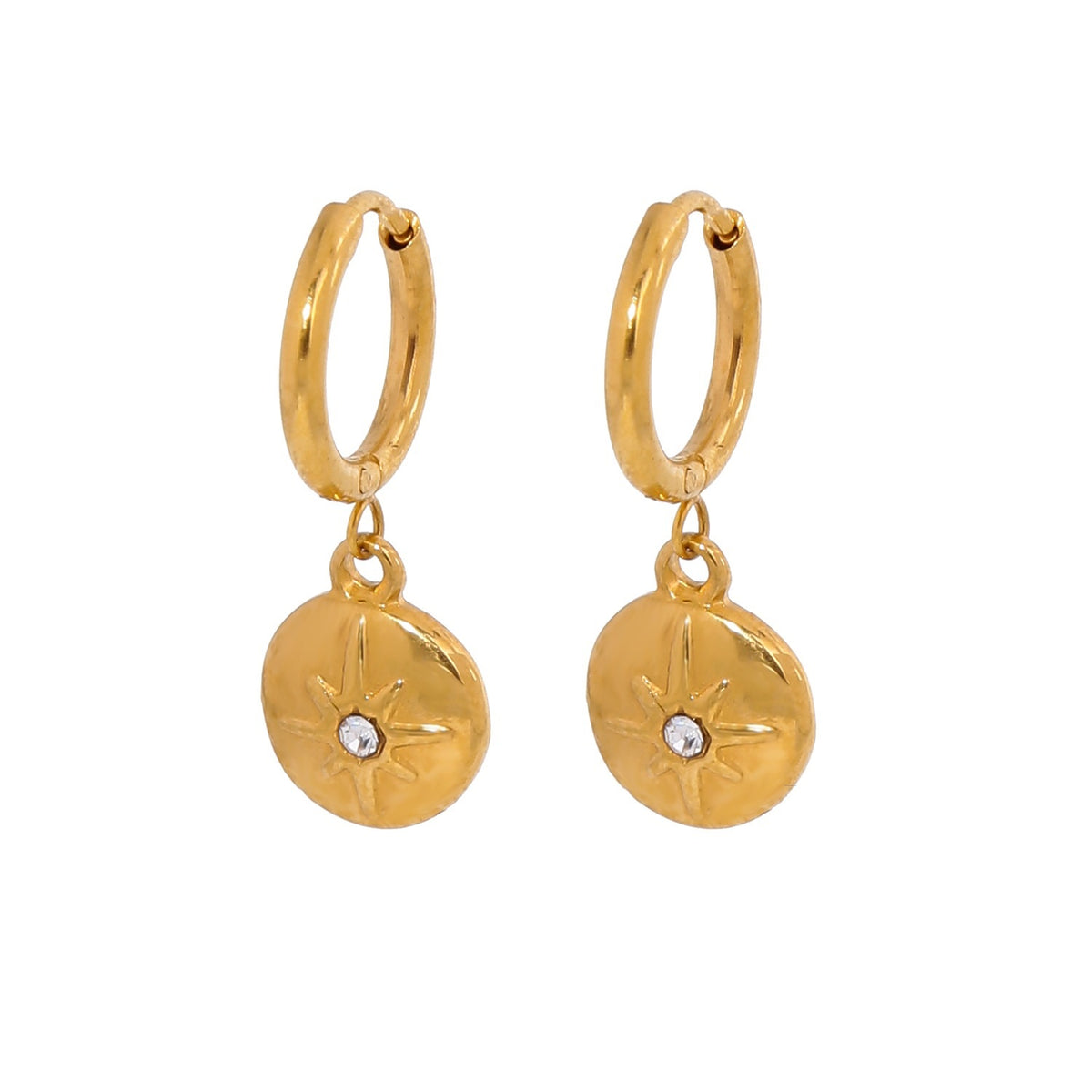 Sun Embellished Disc Huggie Earrings