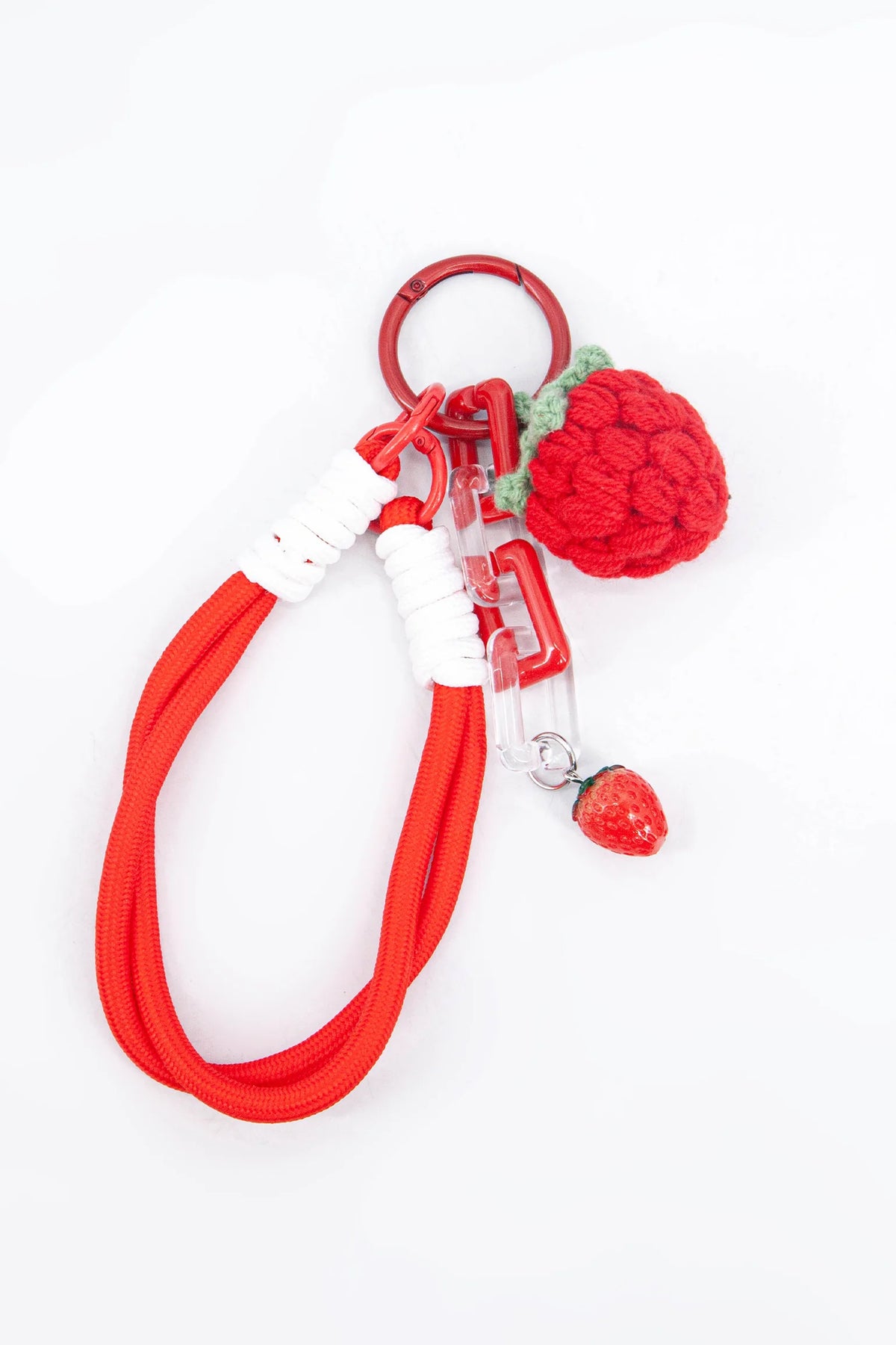 Strawberry Clip On Bag Knitted Charm