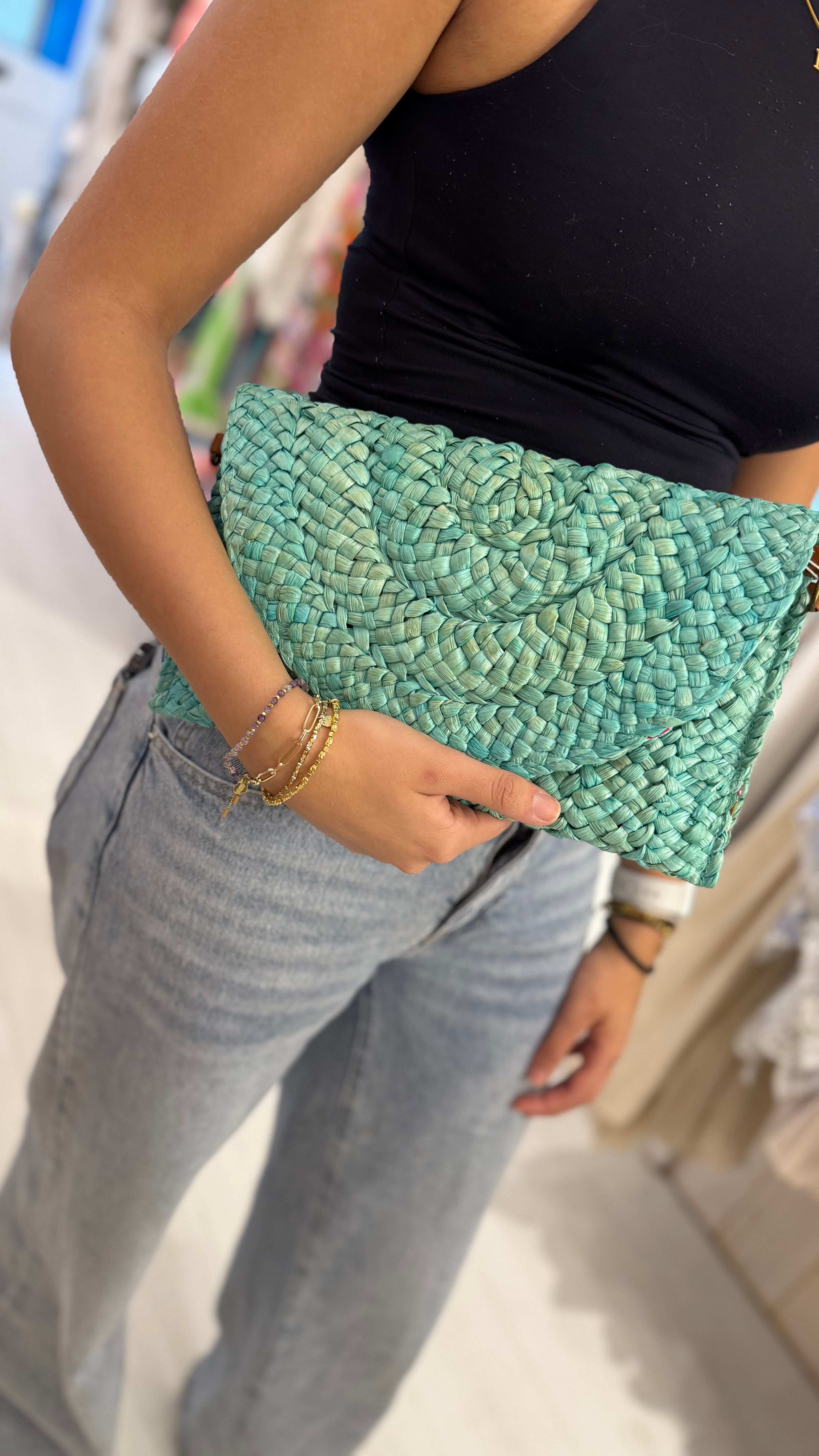 Blossom Straw Clutch