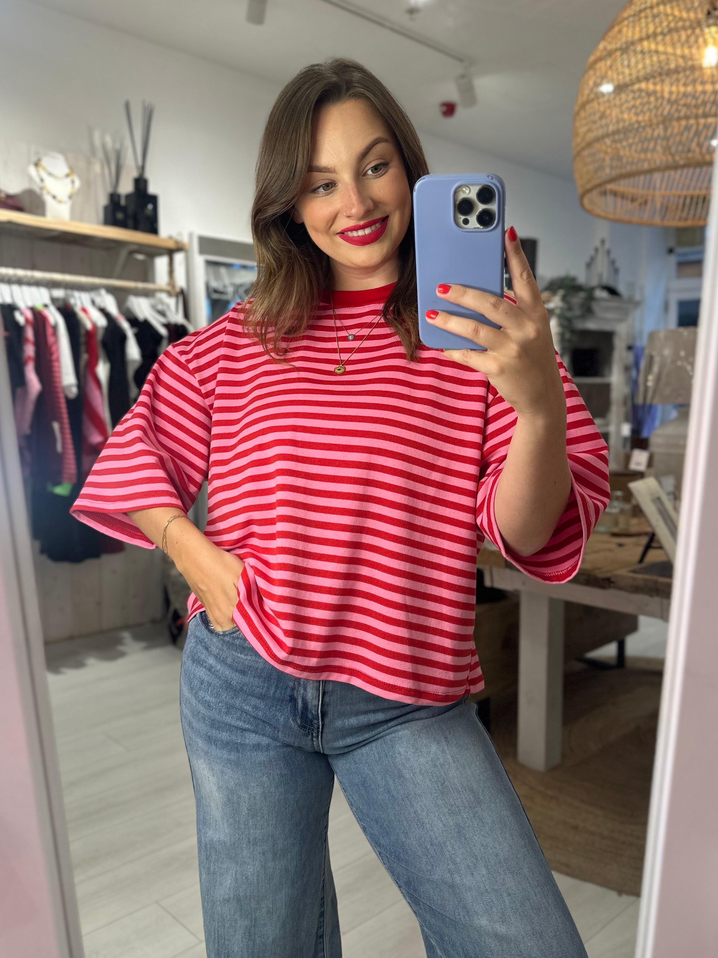 Lottie Striped 3/4 Sleeve Tee