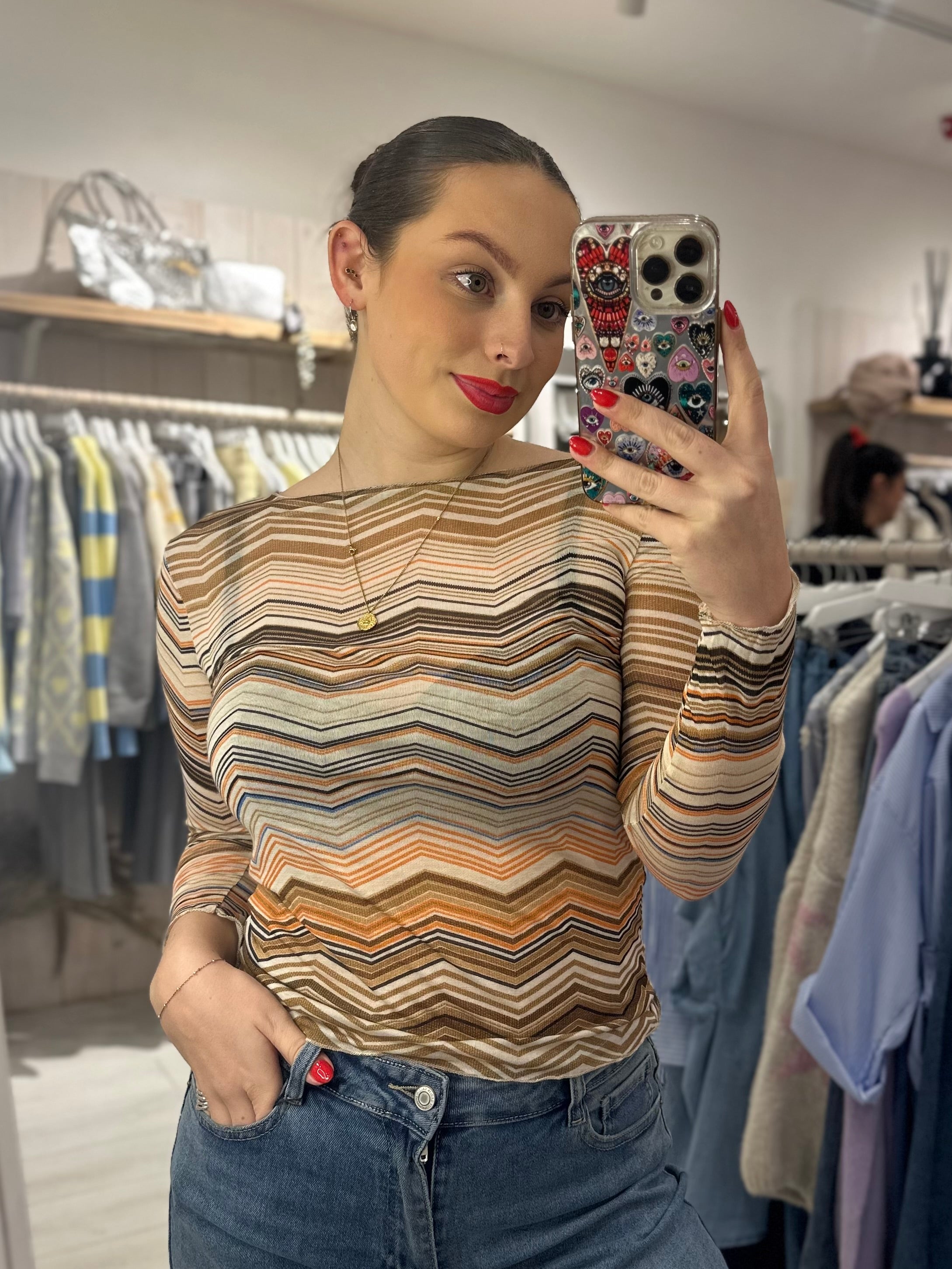 Missie Cashmere Blend Zigzag Top