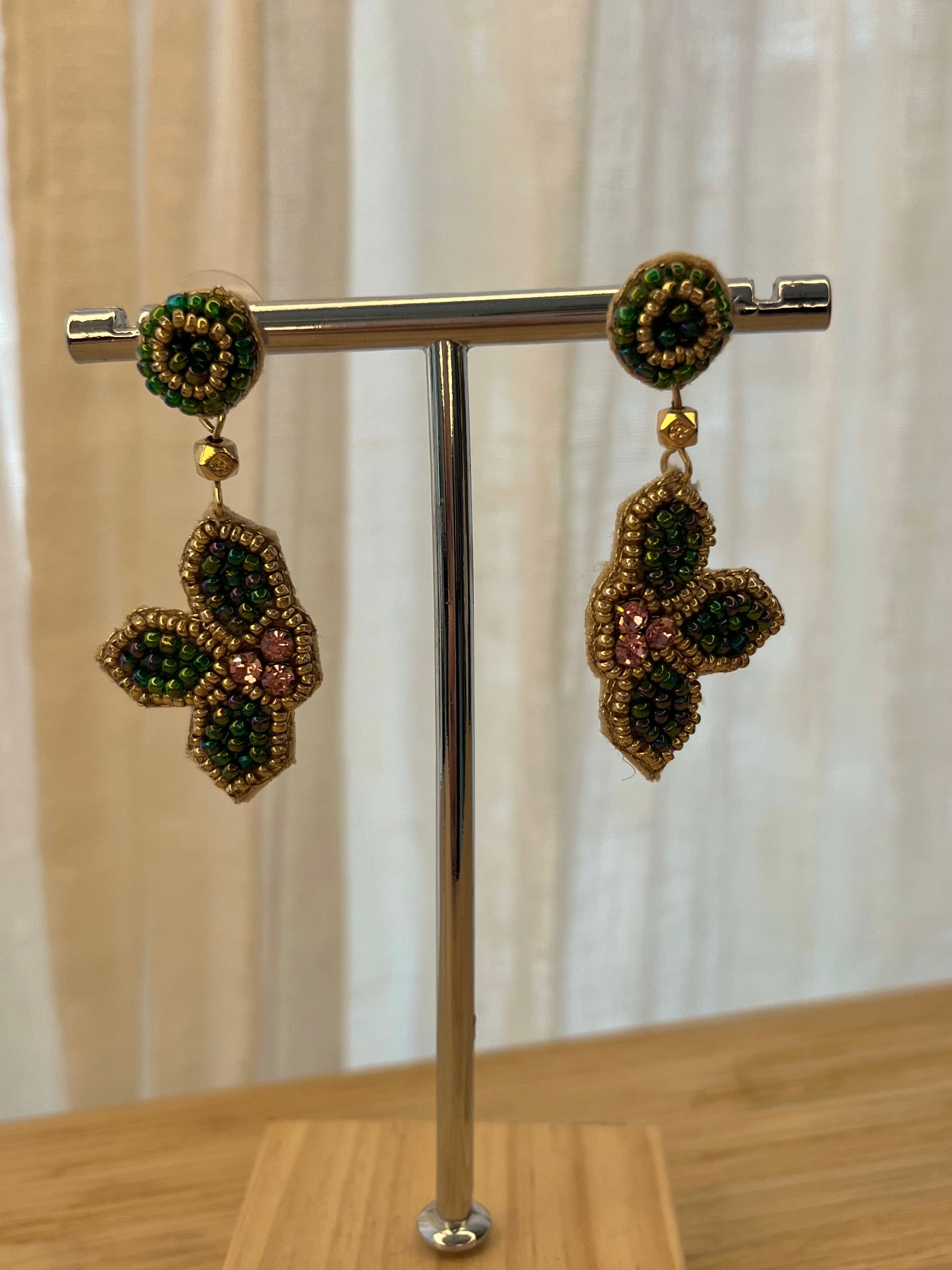 My Doris - Beaded Flower Drop Earrings