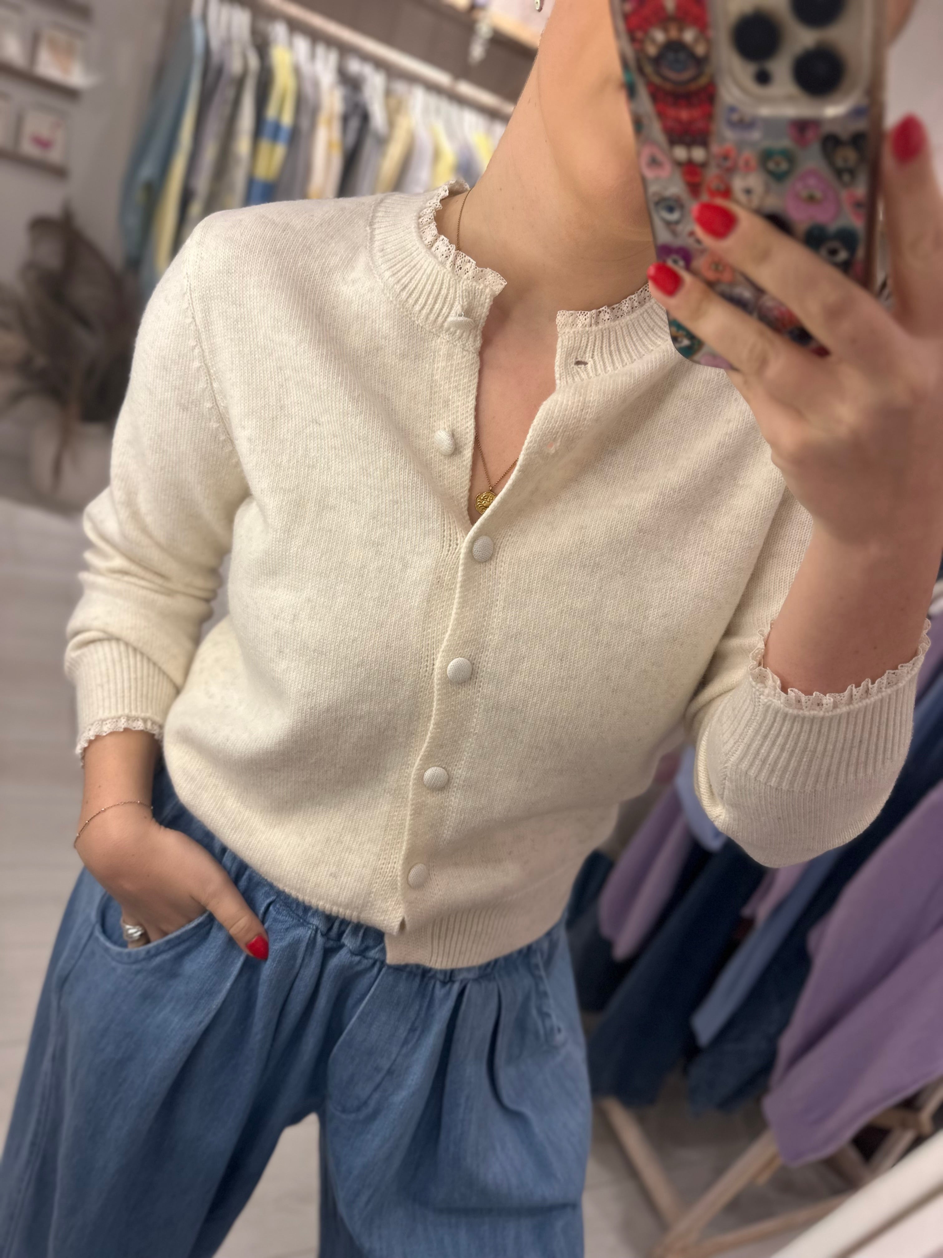 Last True Angel Lace Trimmed Cardigan