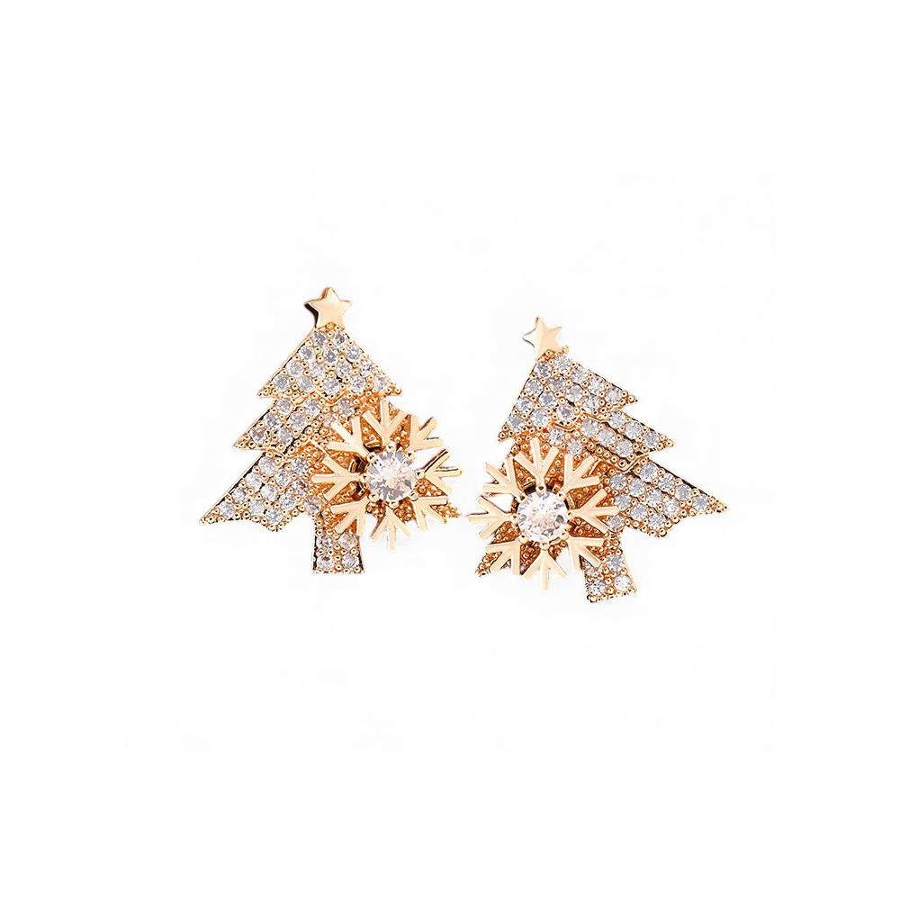 Spin Detail Cubic Zirconia Christmas Tree Earring