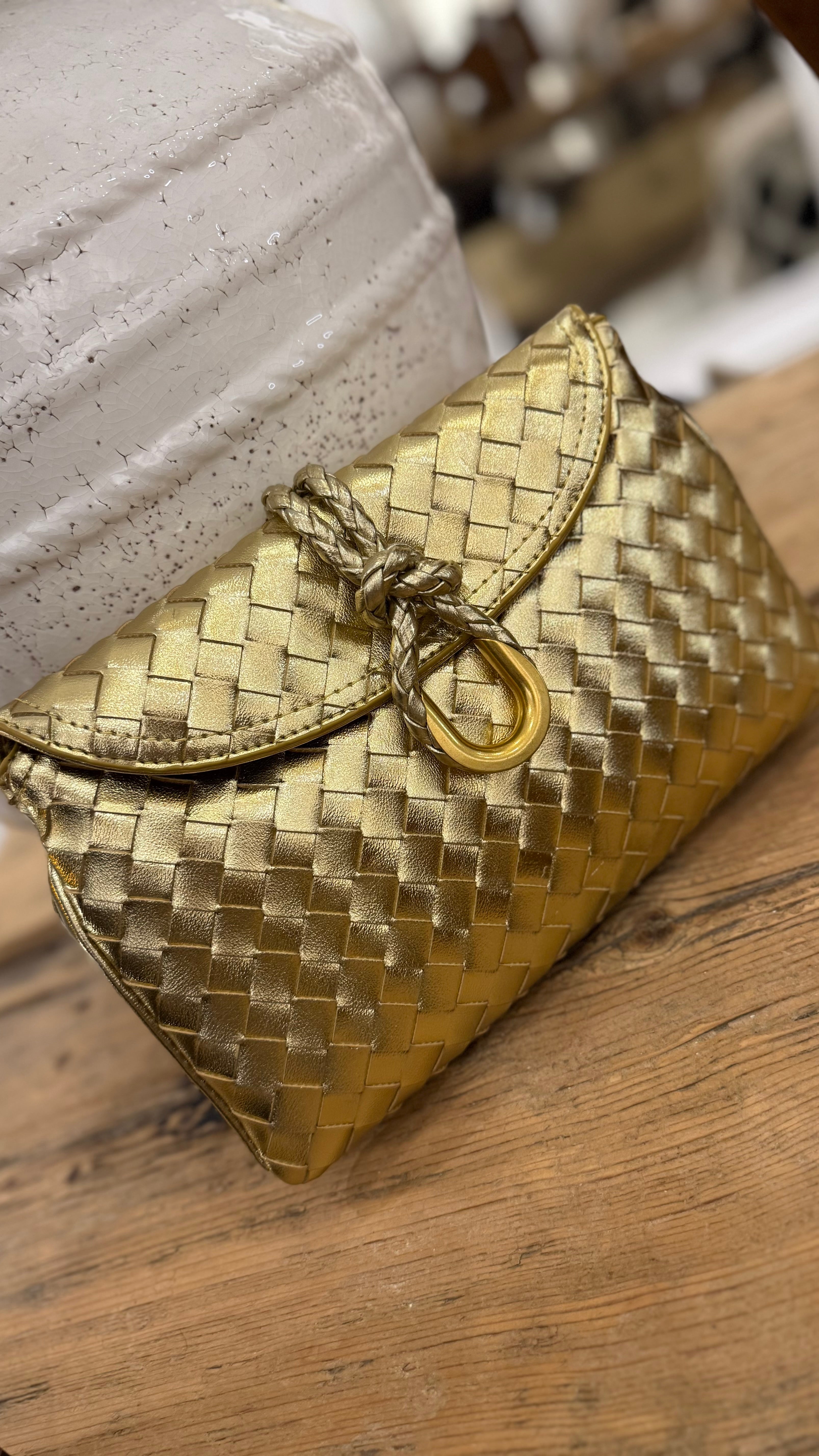 Boti Woven Buckle Clutch
