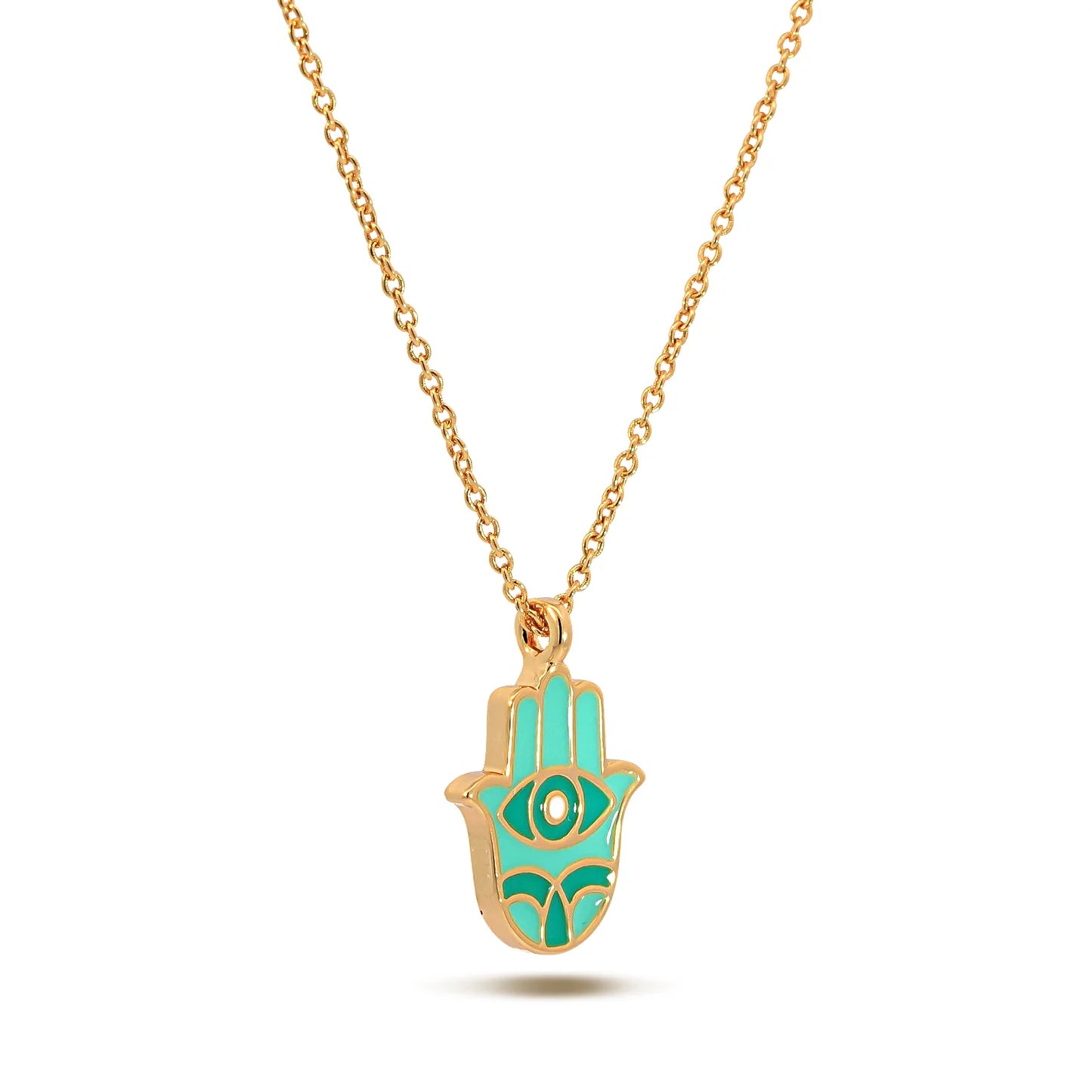 Turquoise Hamsa Evil Eye Charm Necklace
