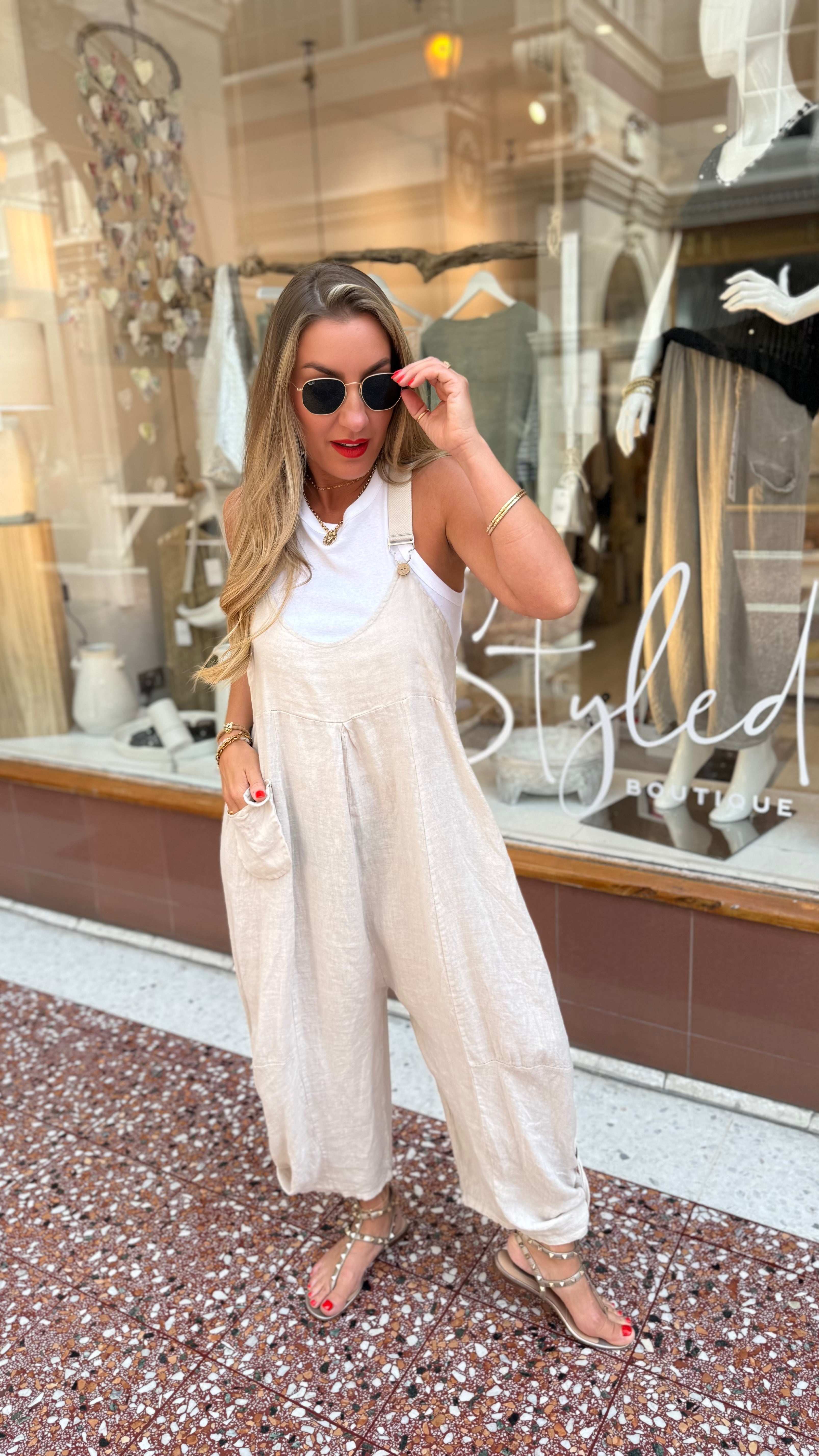 Aicha Linen Dungarees