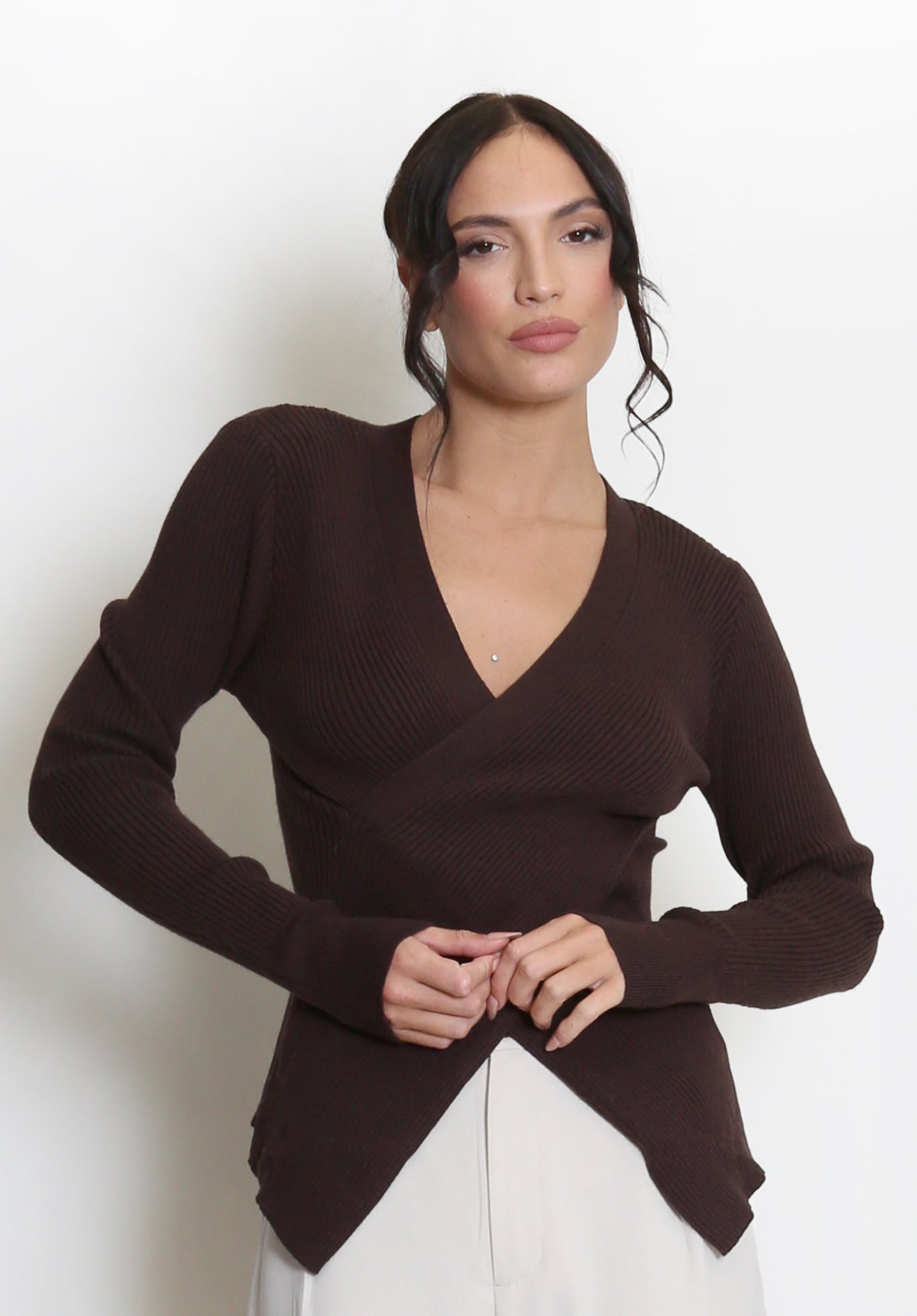 Fine Knit Crossover Jumper