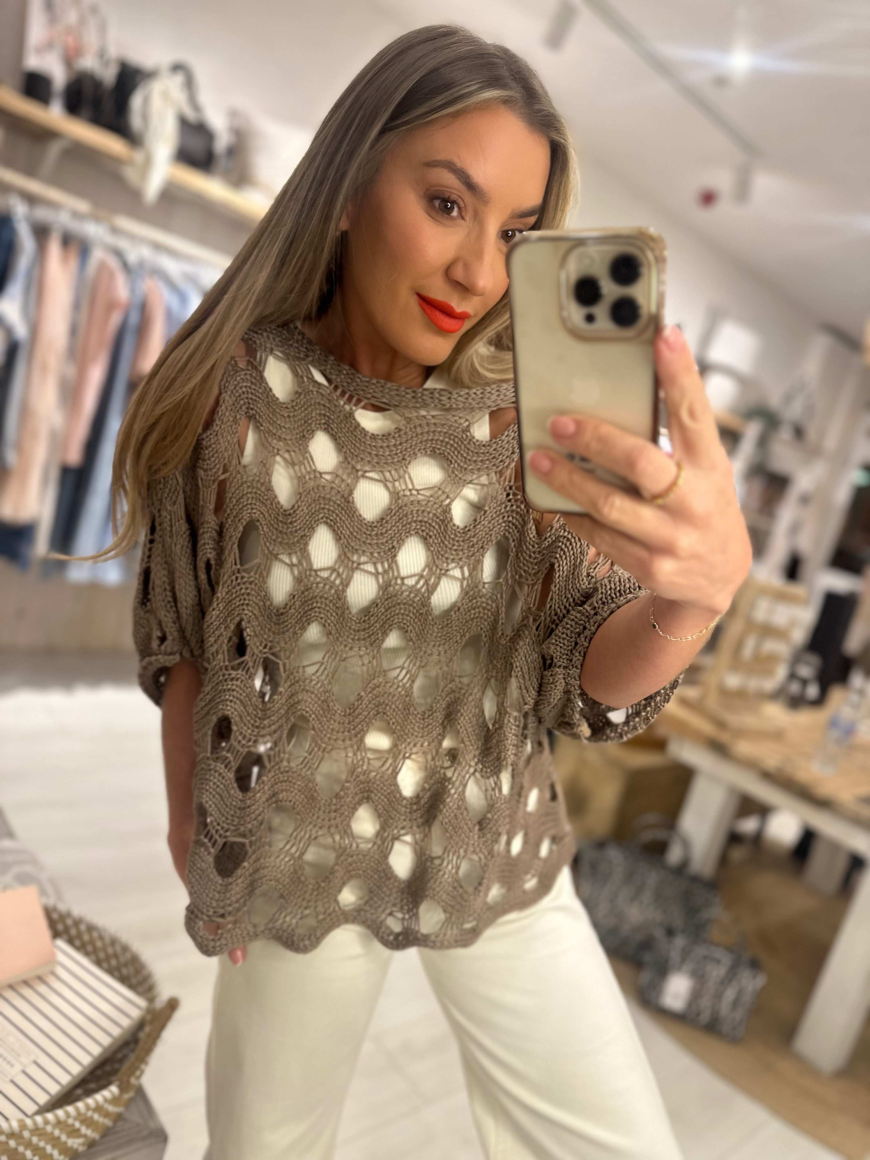 Carrie Crochet Knit Top