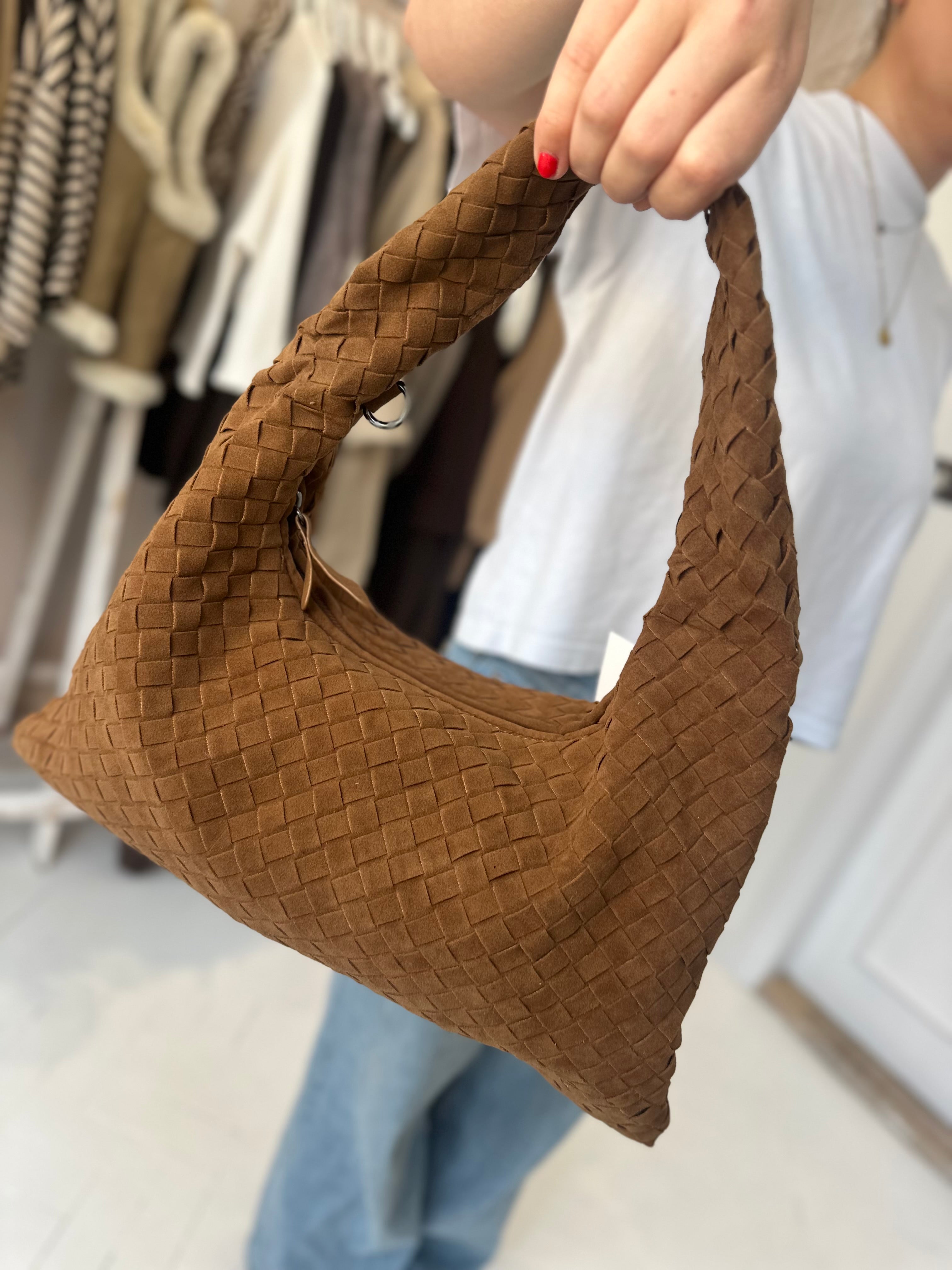 Faux Suede Woven Bag