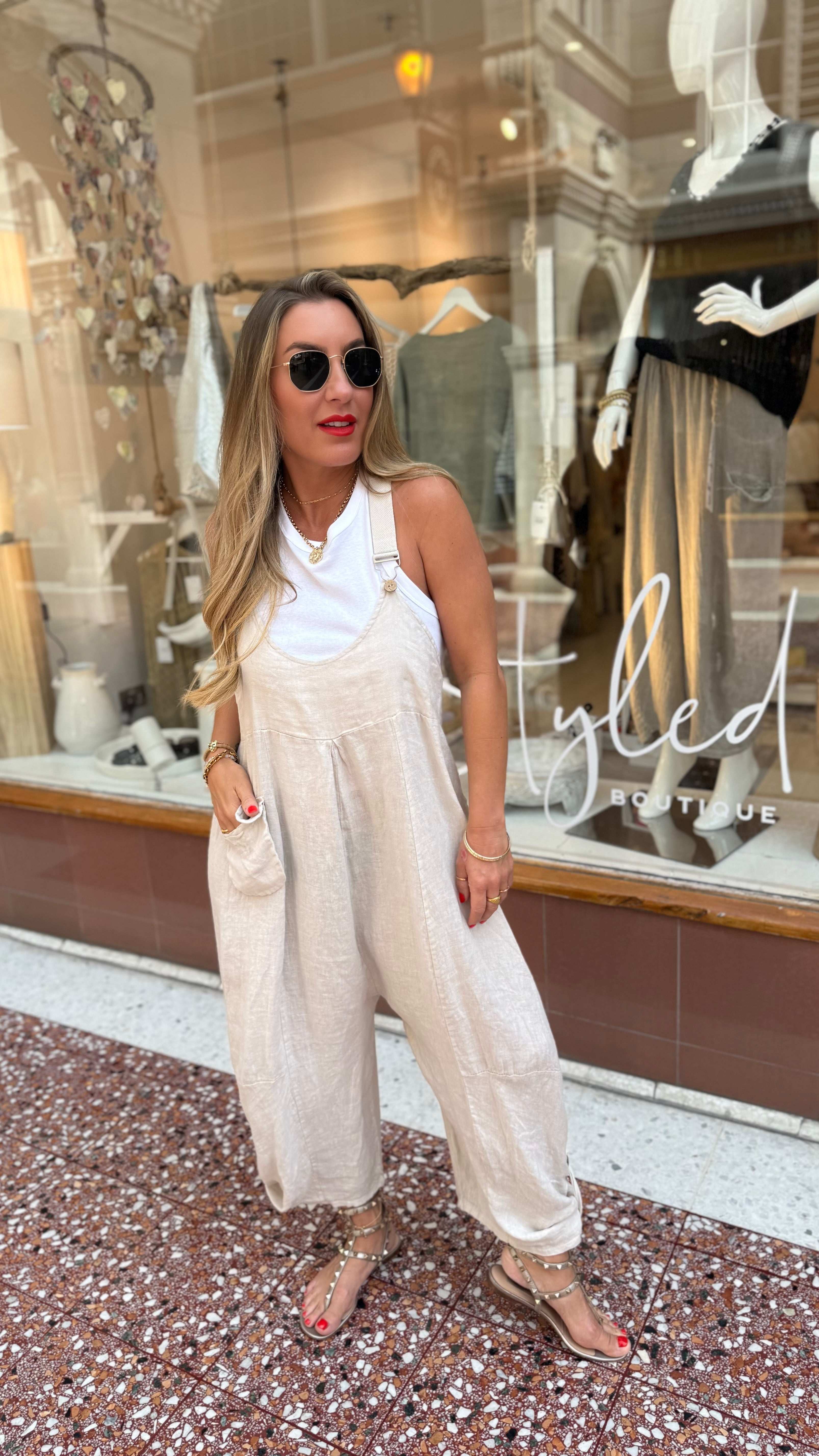Aicha Linen Dungarees