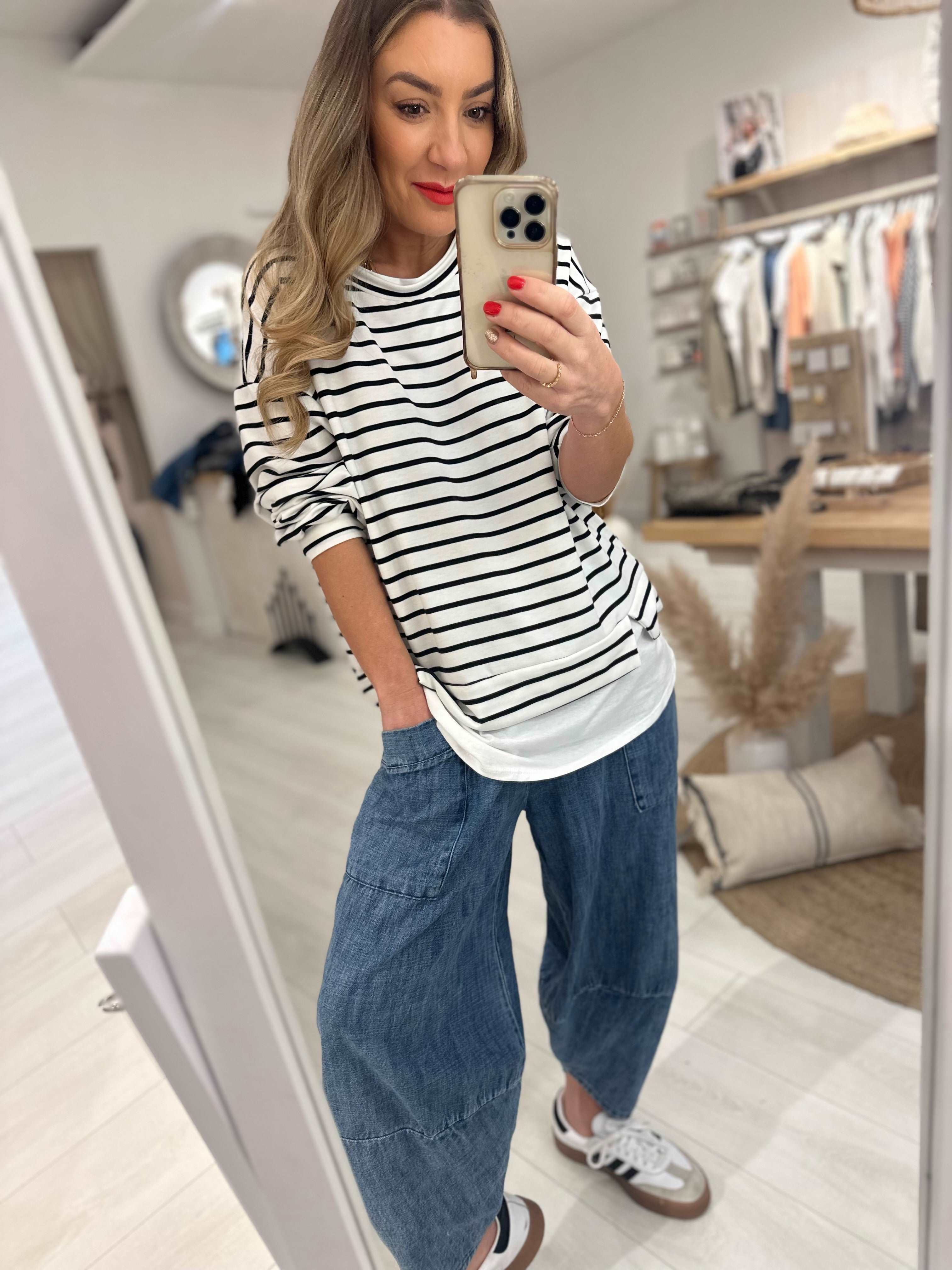 Stripe Layered Thin Sweat