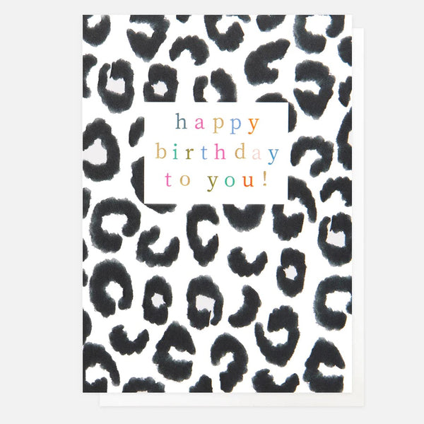 Mono Leopard Print Happy Birthday To You Card