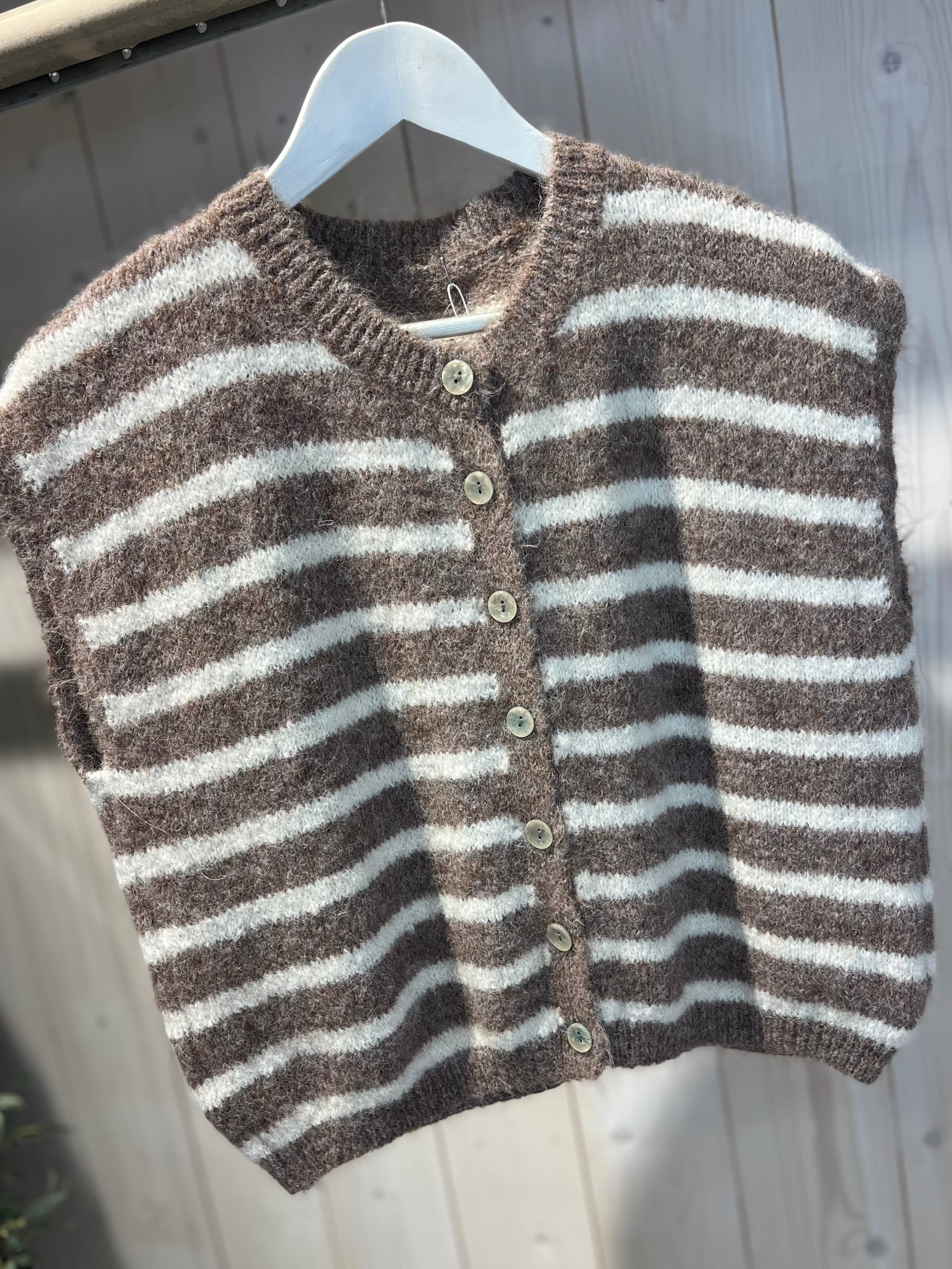 Sally Striped Sleeveless Cardigan