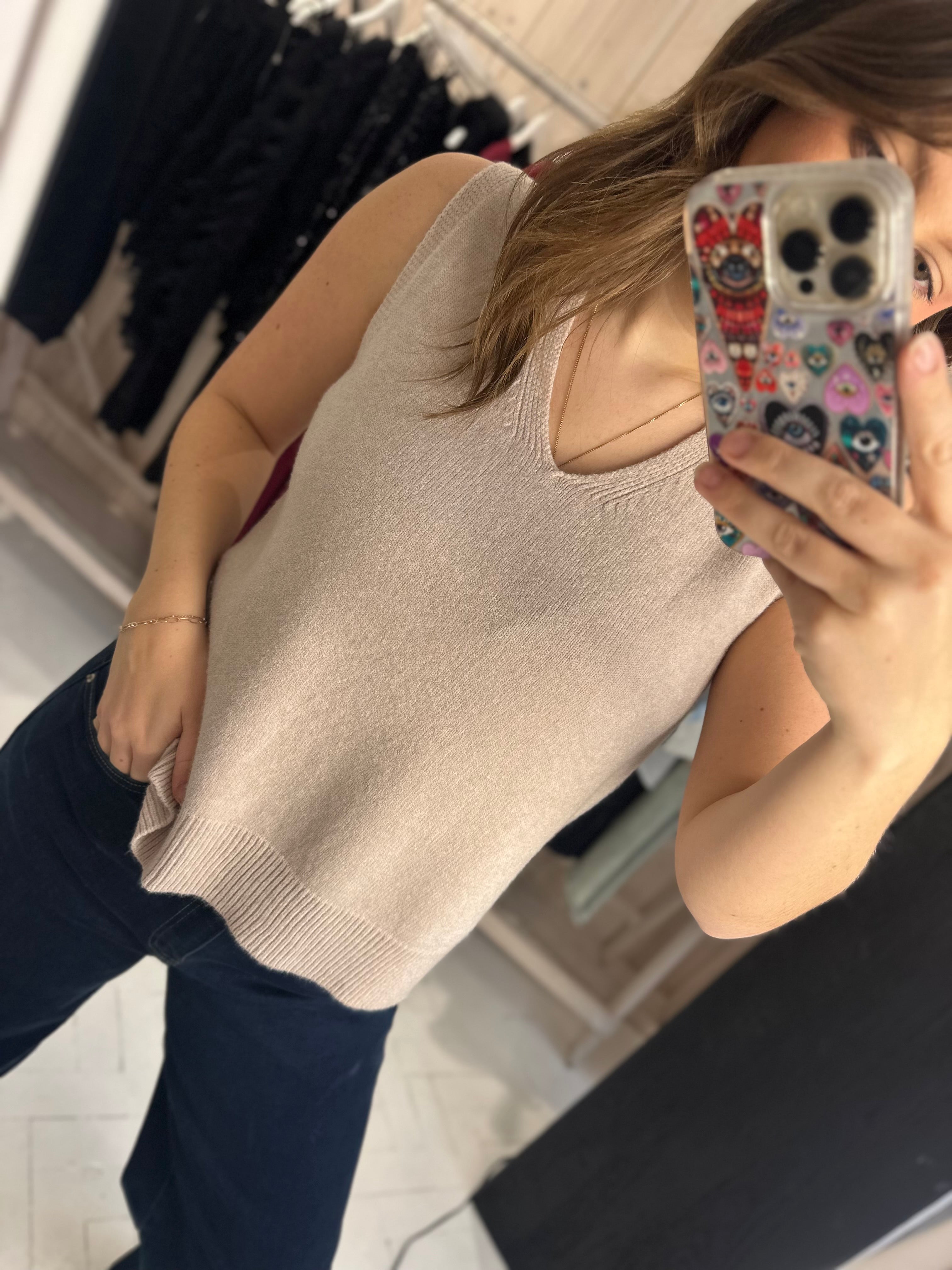 Luxe V-Neck Knit Tank
