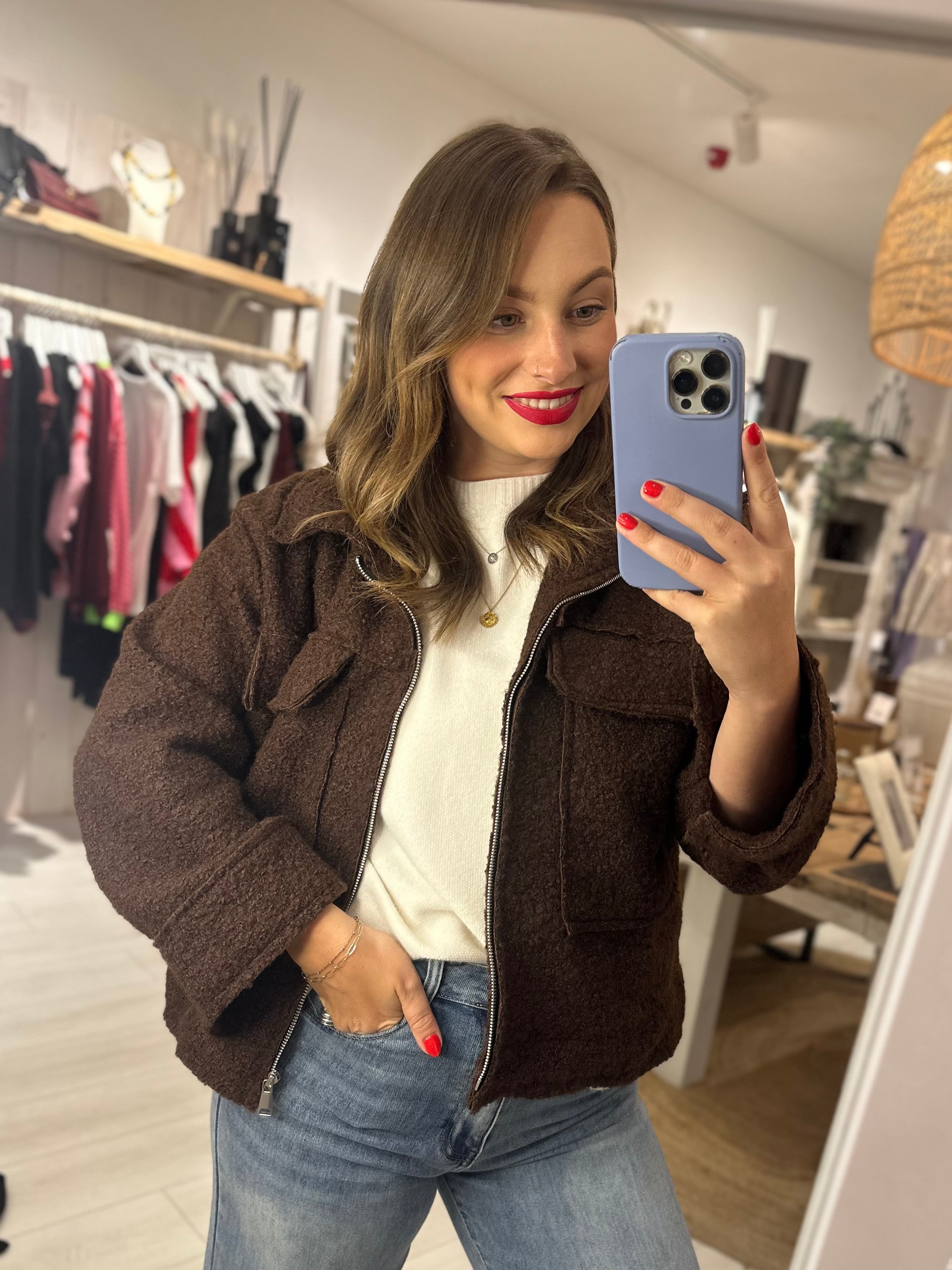 Pocketed Boucle Jacket
