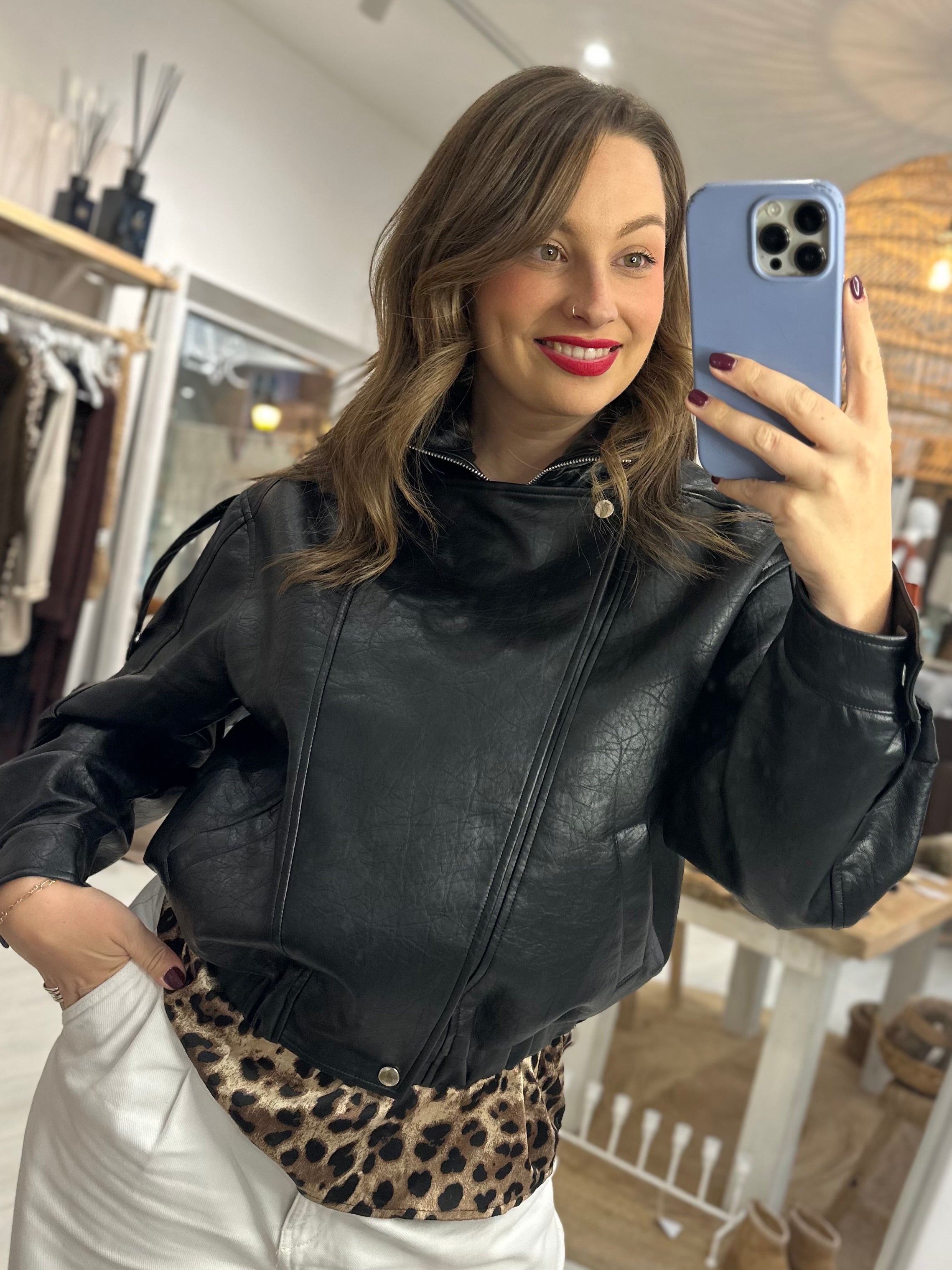 Phoenix Leather Bomber Jacket