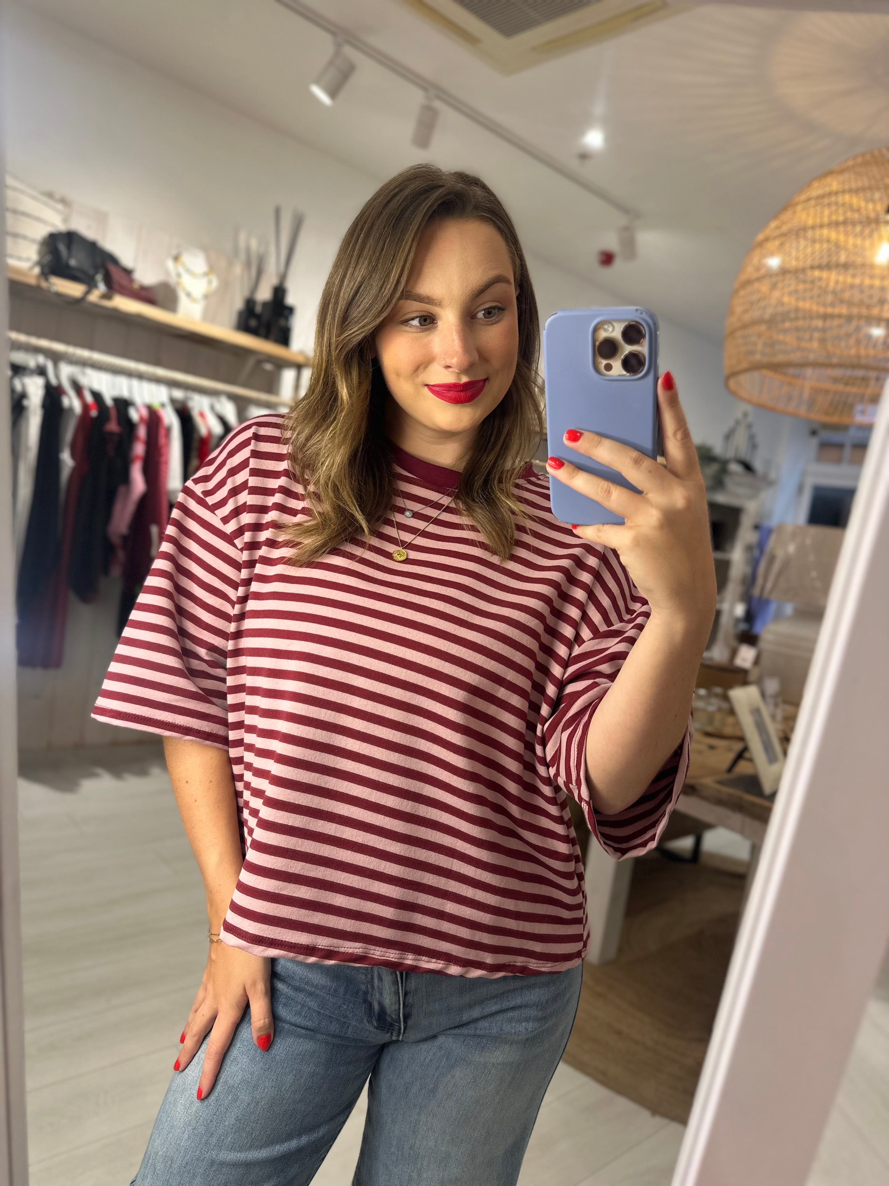 Lottie Striped 3/4 Sleeve Tee