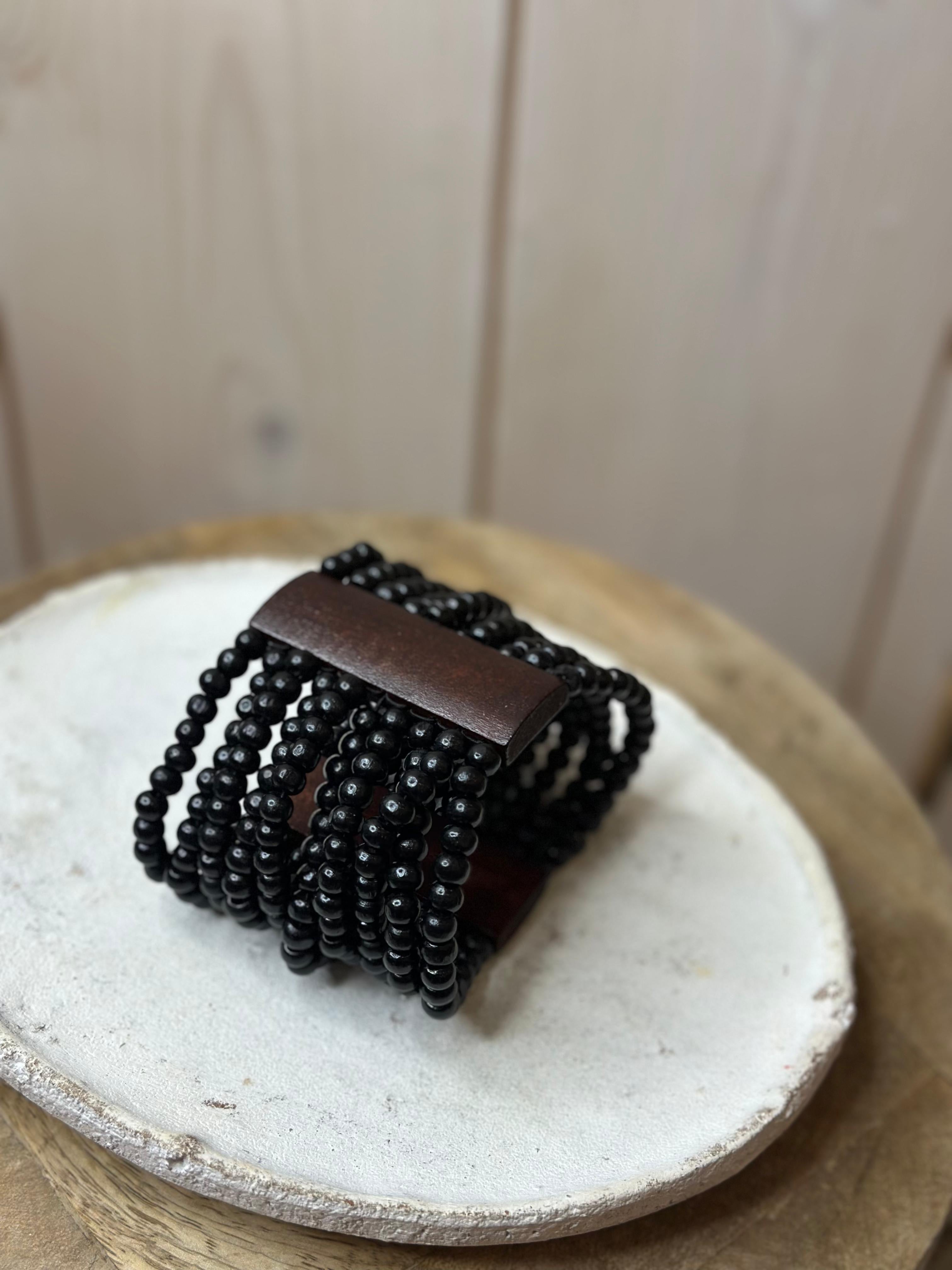 Wood Beaded Cuff Bracelet