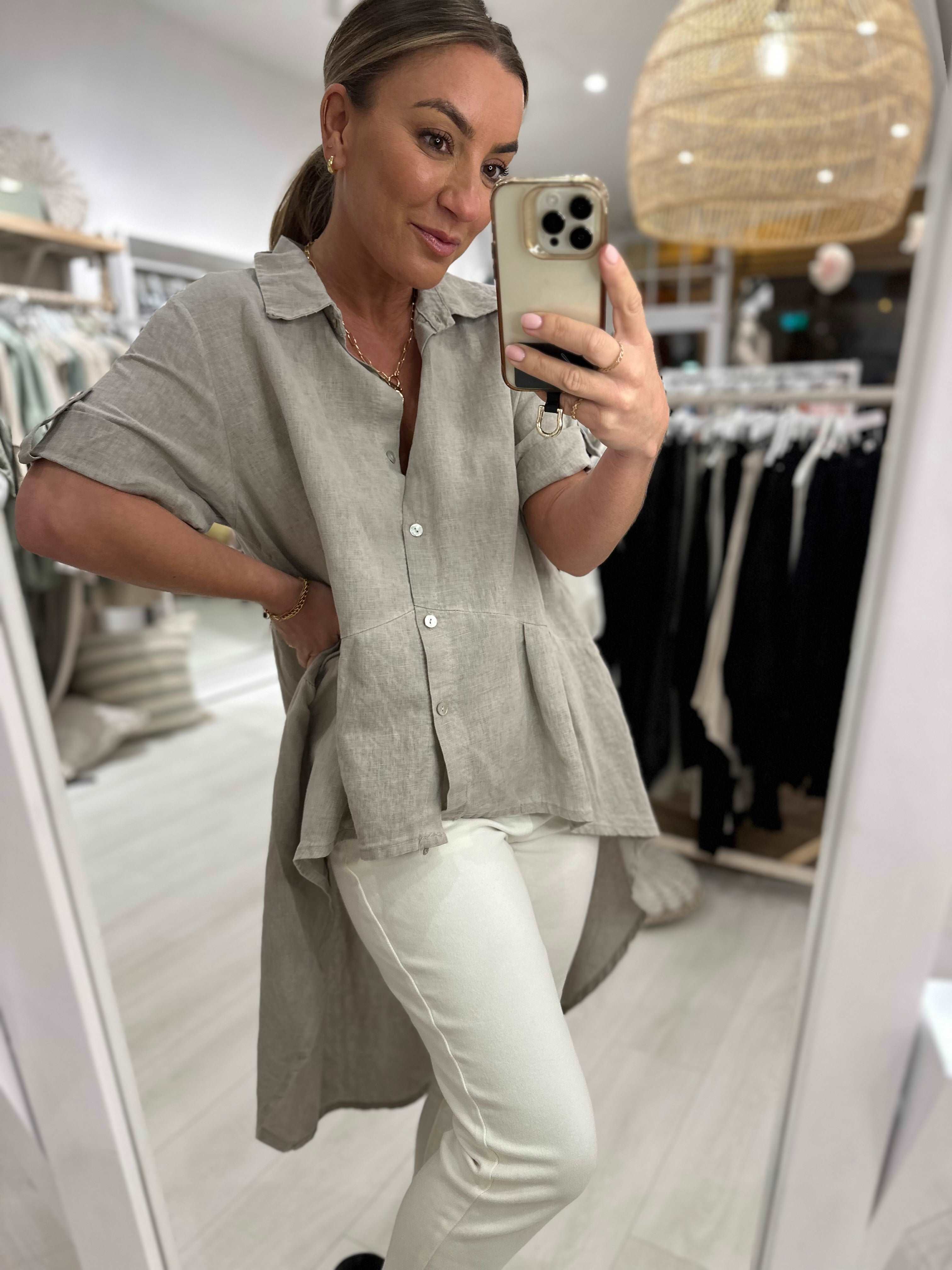 High-Low Linen Shirt
