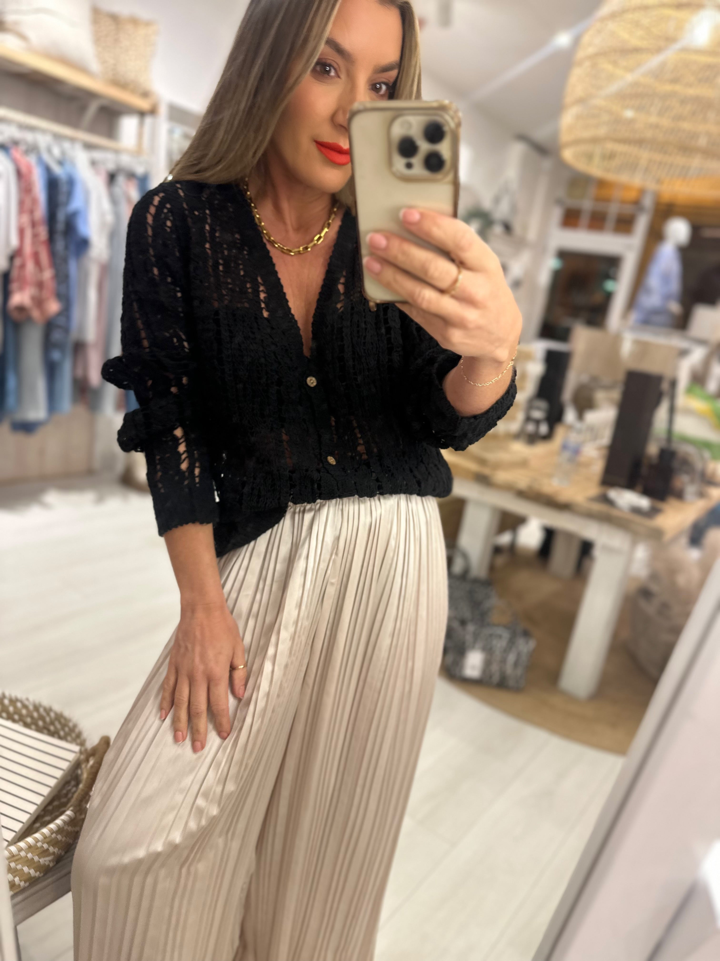 Iris Satin Pleated Trouser