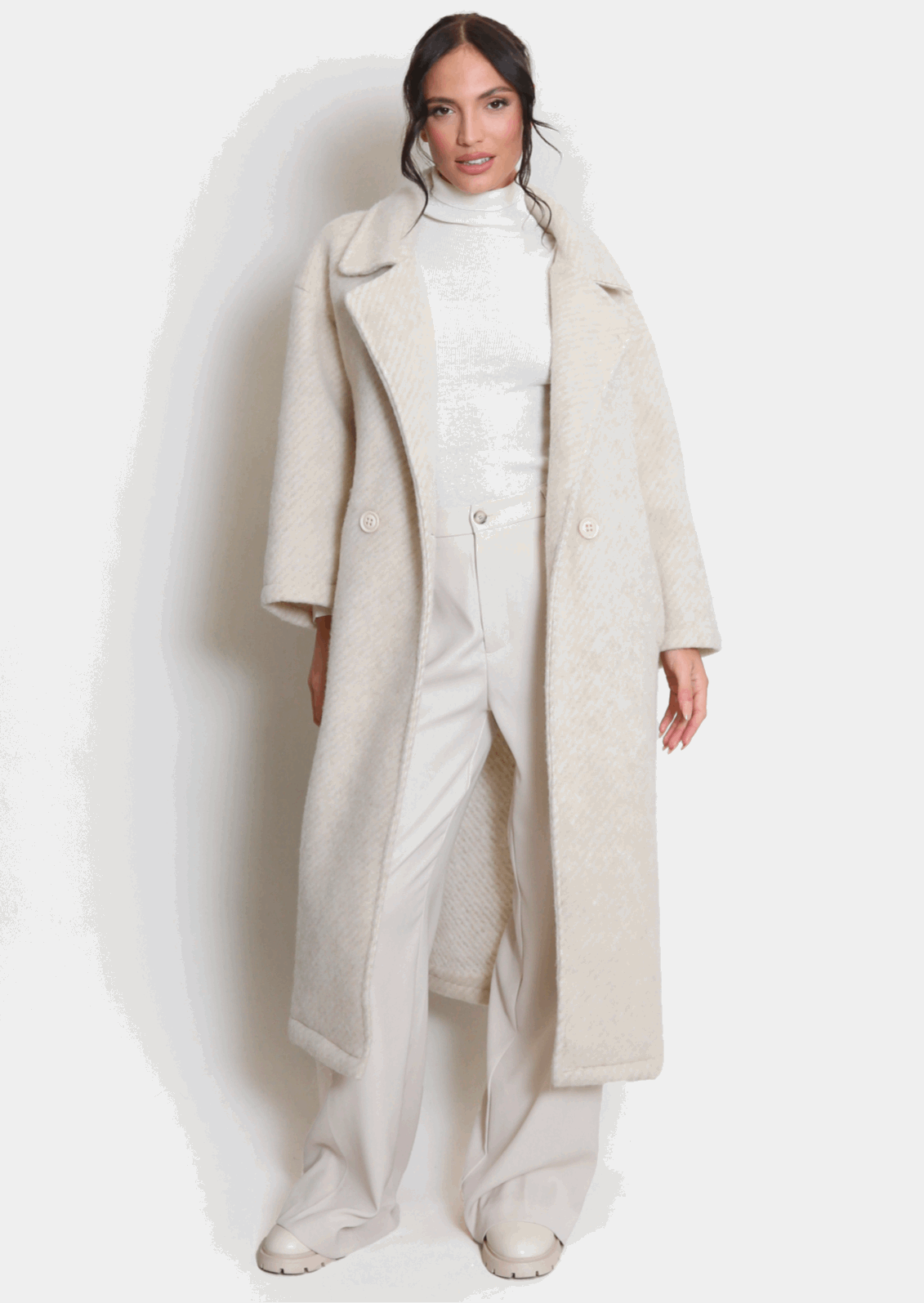 Wool Blend Longline Duster Coat