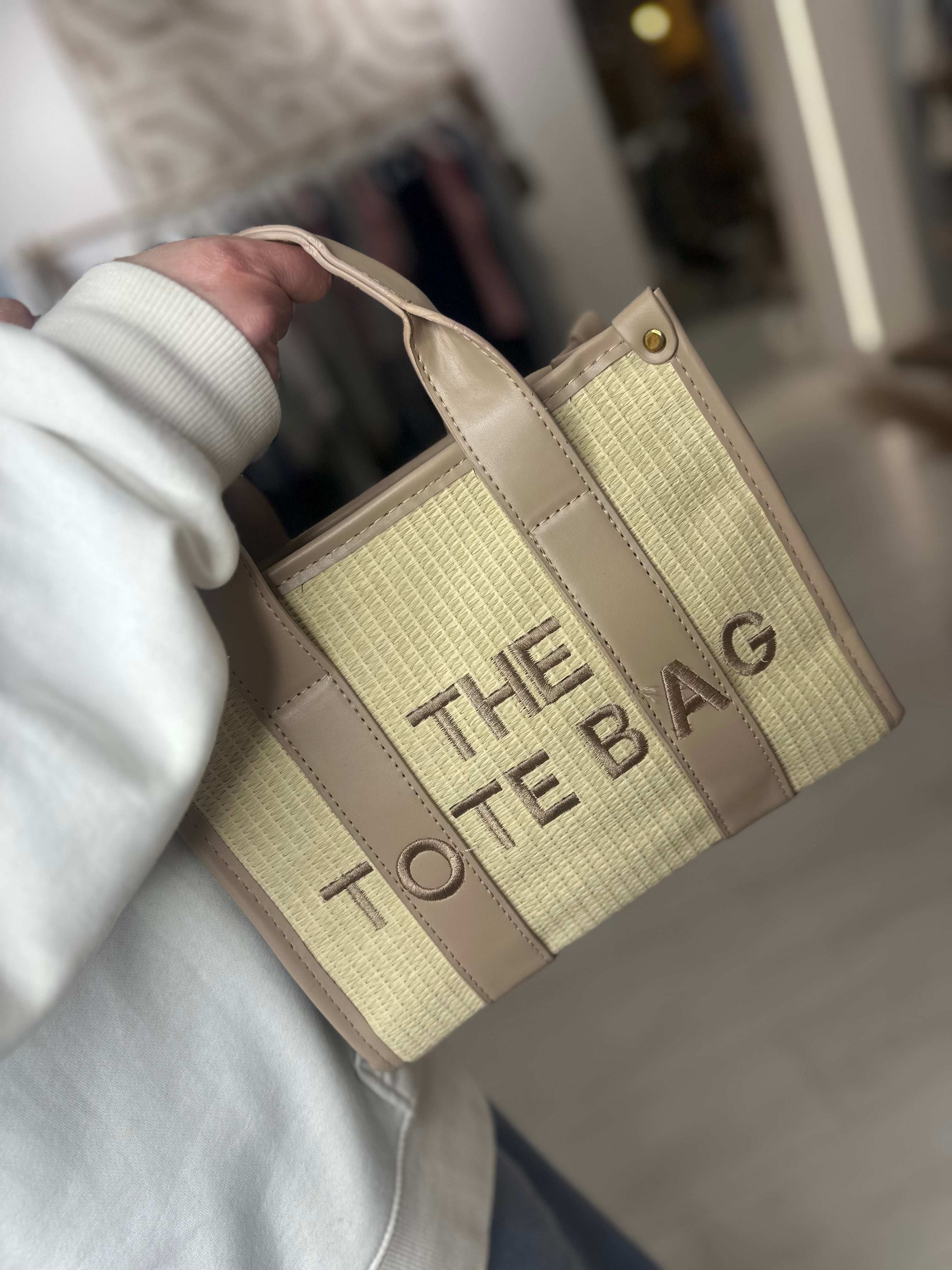 Straw Embroided Tote Bag
