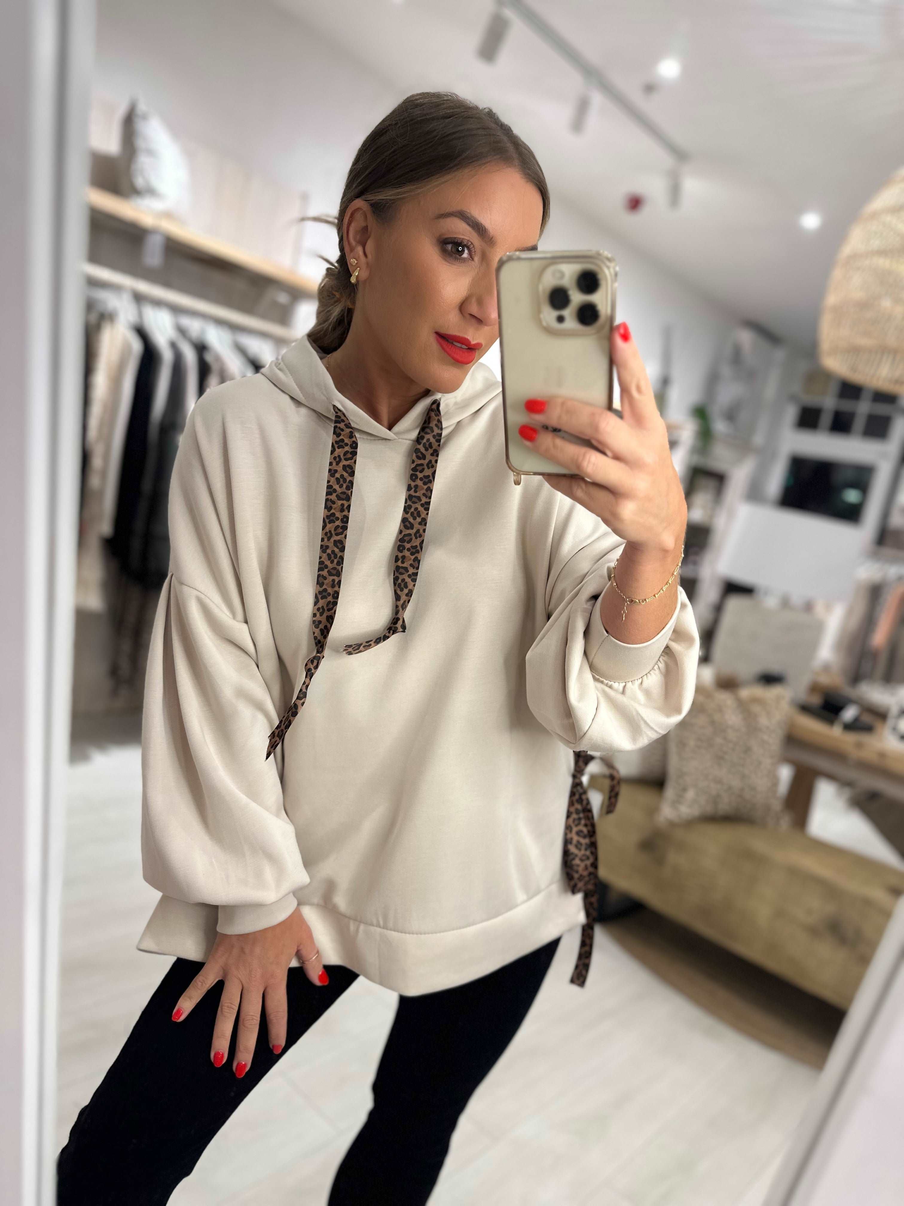 Maisie Leopard Ribbon Hoodie
