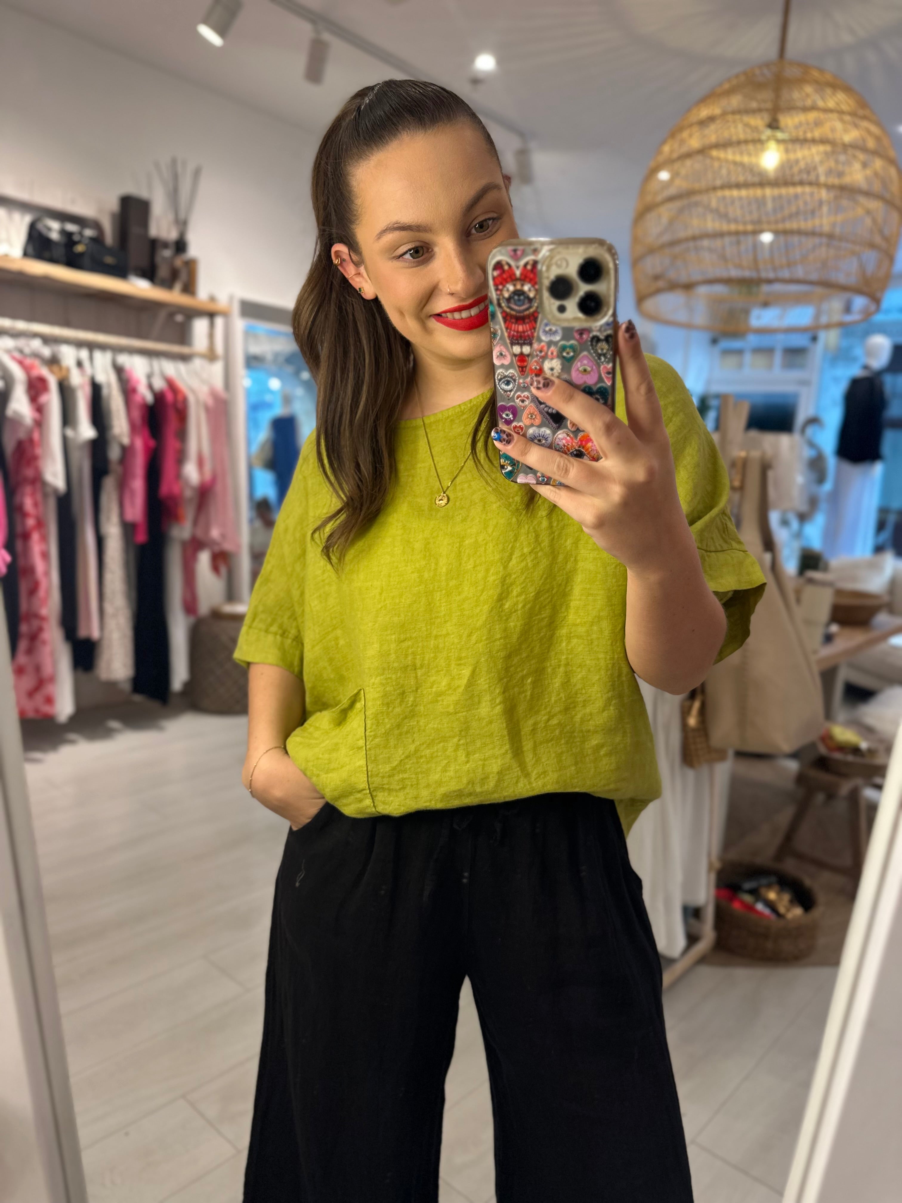 Olive Round Neck Top