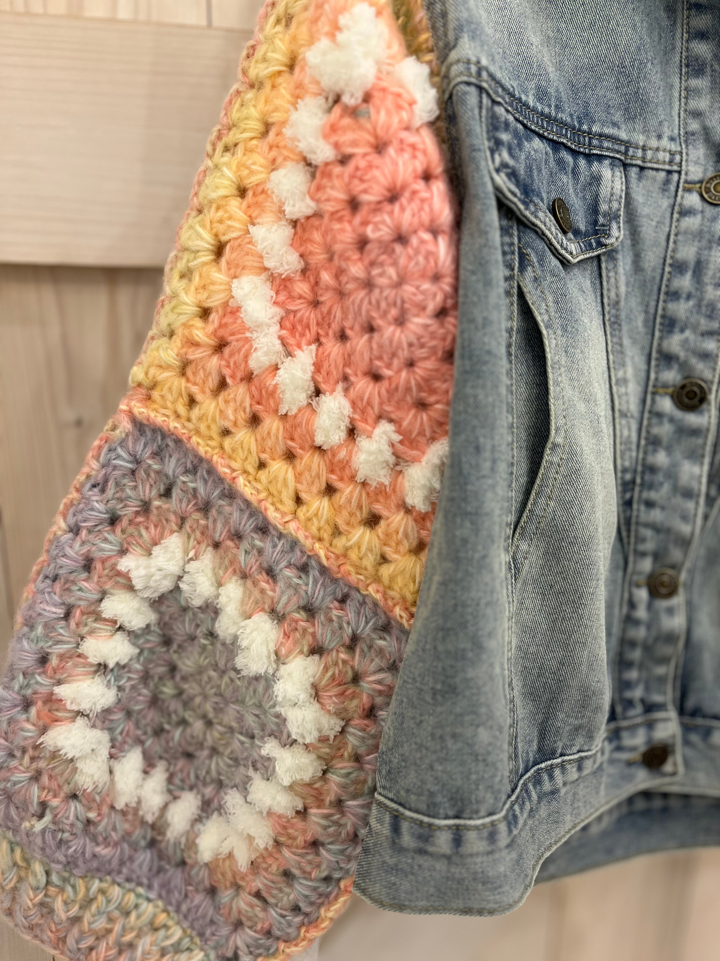 Ali Crochet Sleeve Denim Jacket