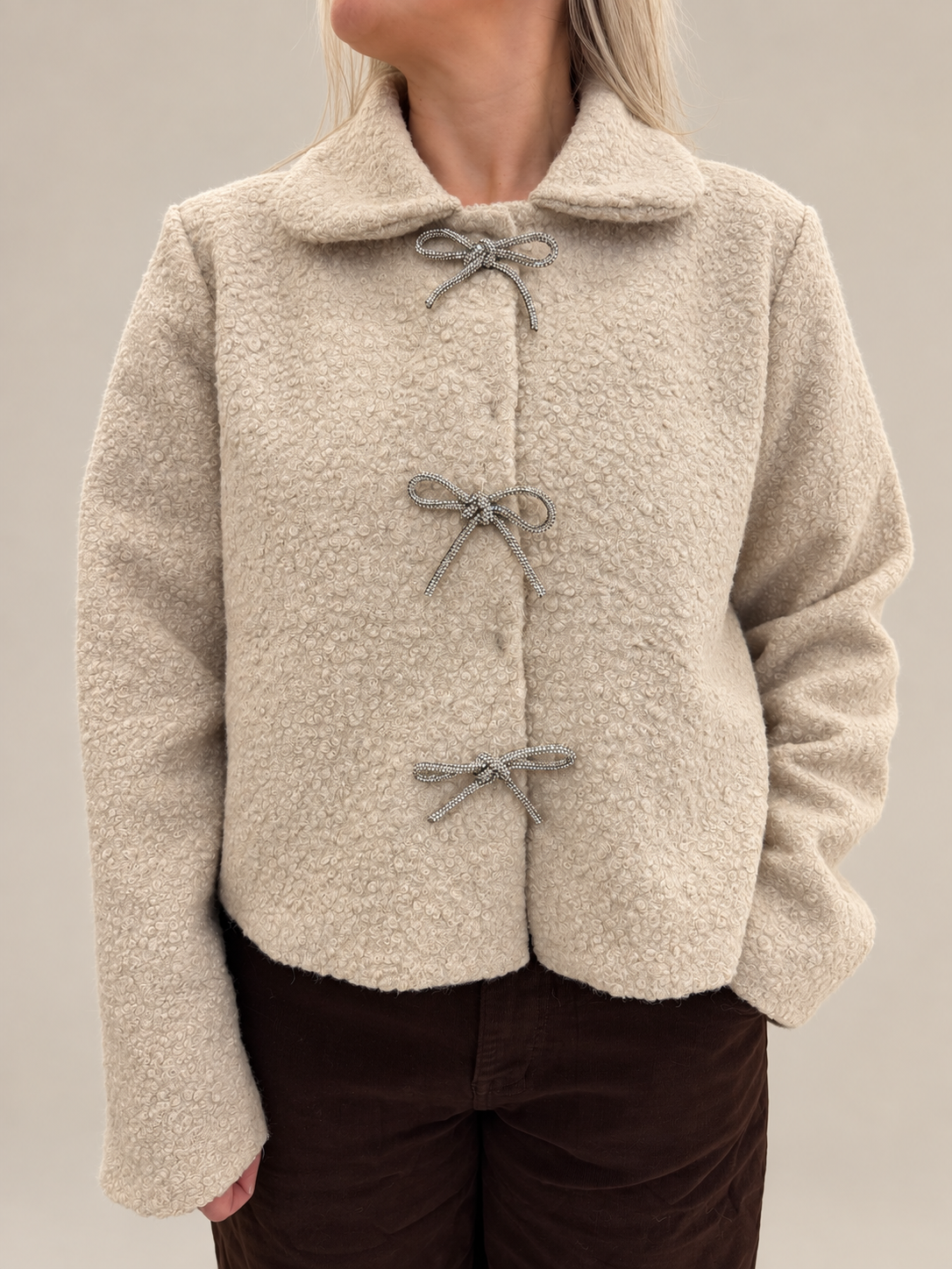 Diamanté Bow Boucle Jacket