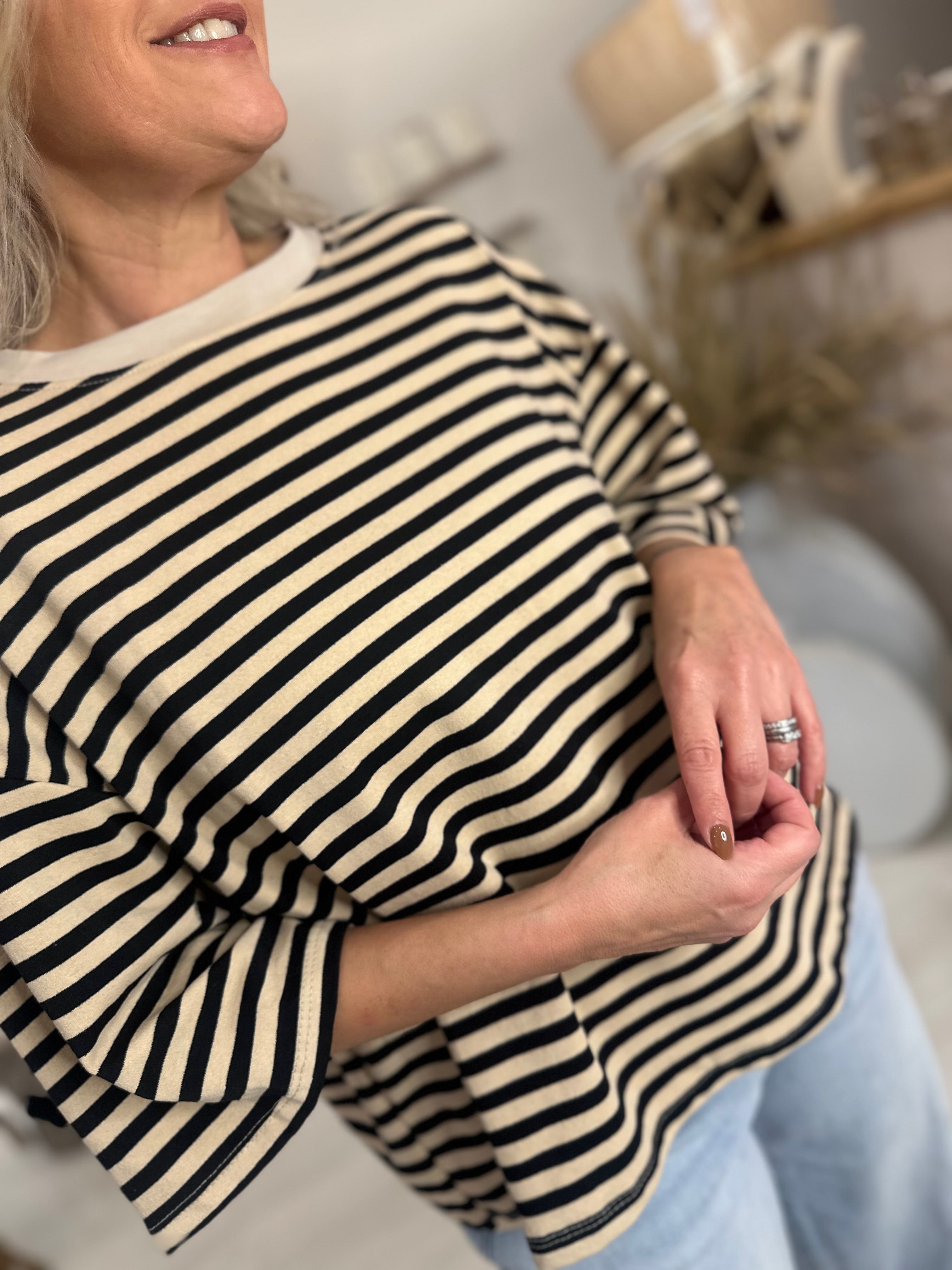 Lottie Striped 3/4 Sleeve Tee