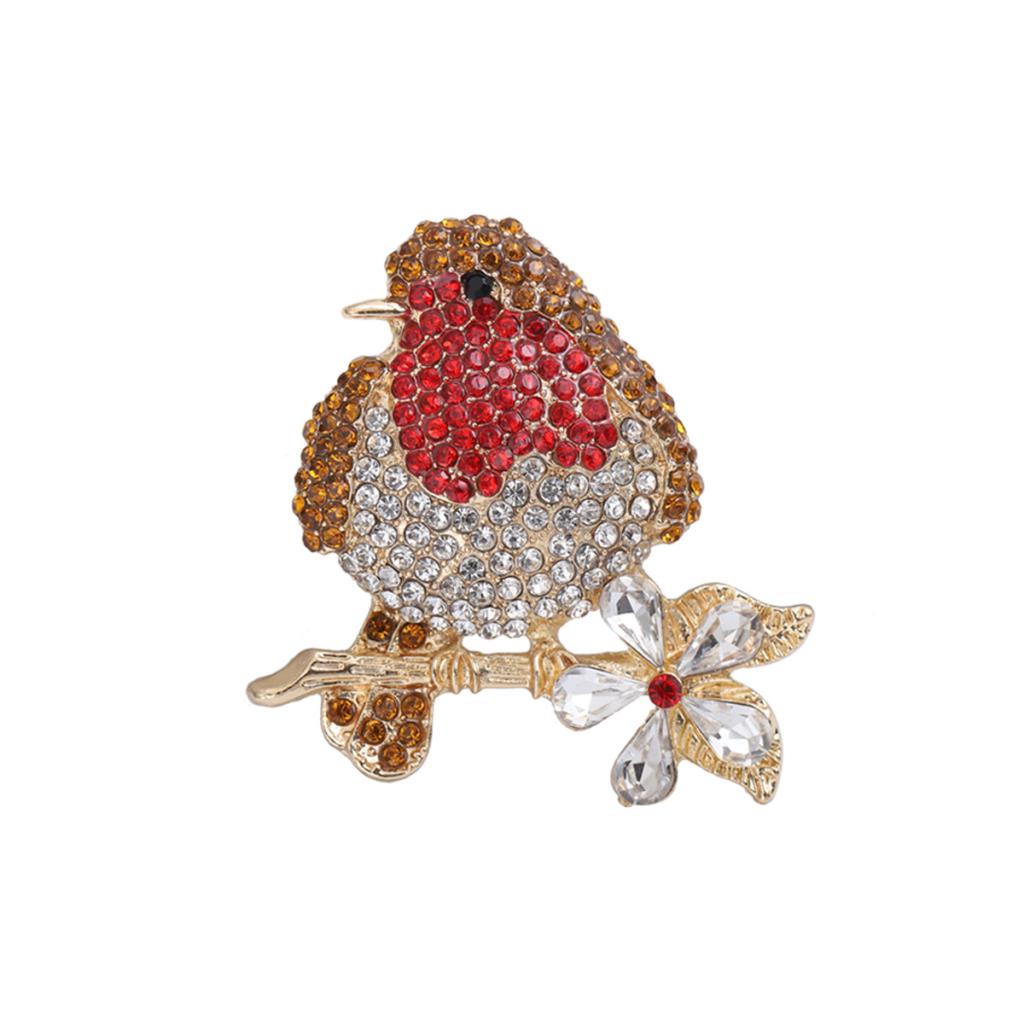 Crystal Robin Brooch
