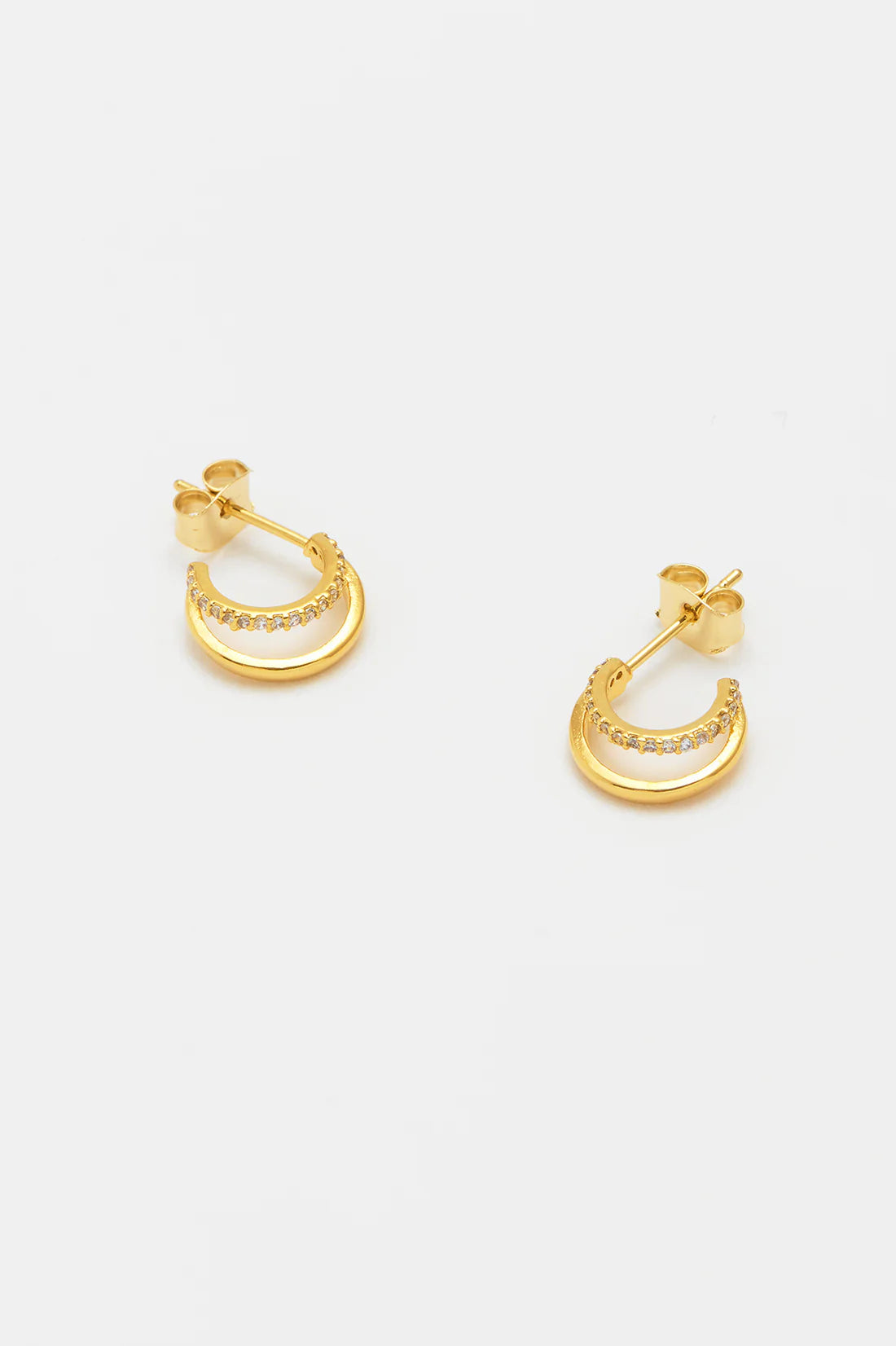 Gold Pave Curl Hoops