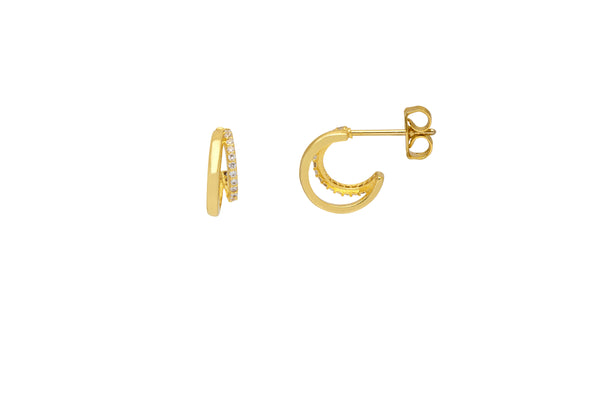 Double Illusion Hoops Earrings - Gold