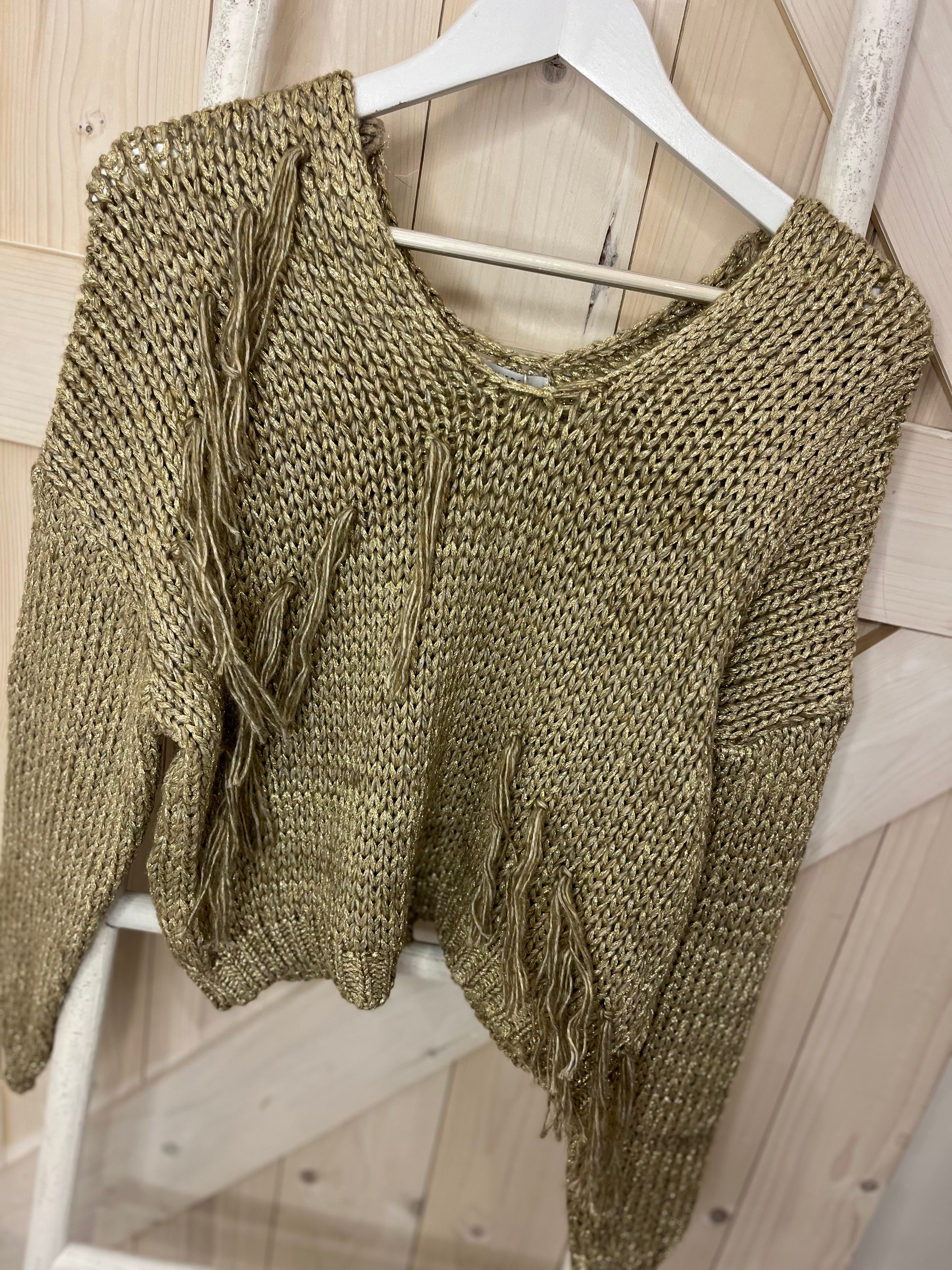 Noa Gold Fringe Knit