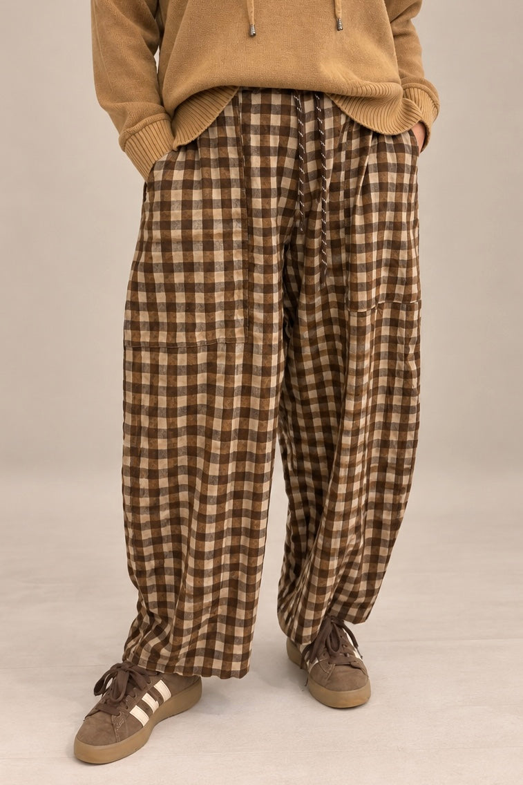 Marlee Checked Barrel Trousers