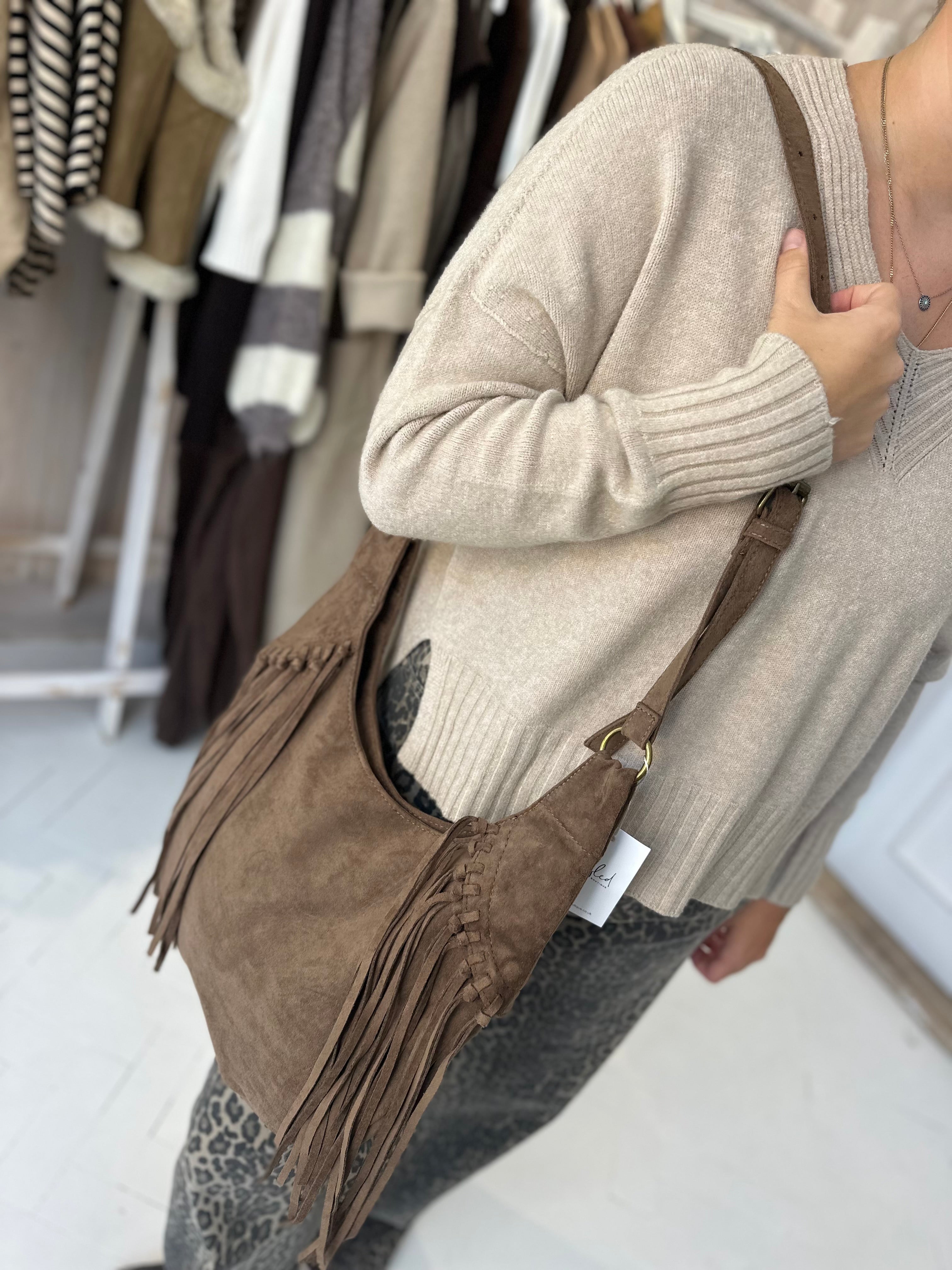 Georgia Faux Suede Tassel Bag
