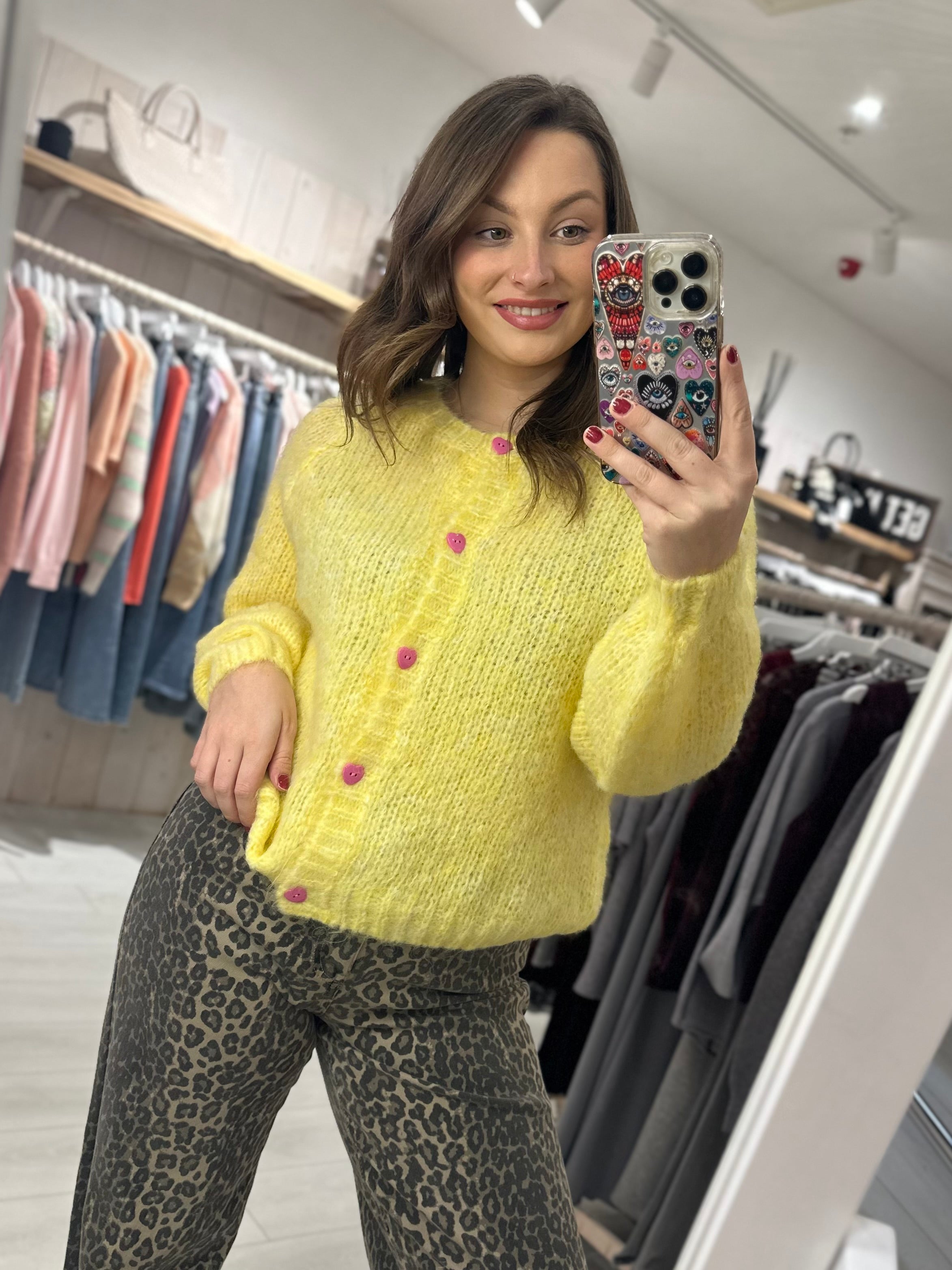 Rosalie Heart Button Cardigan