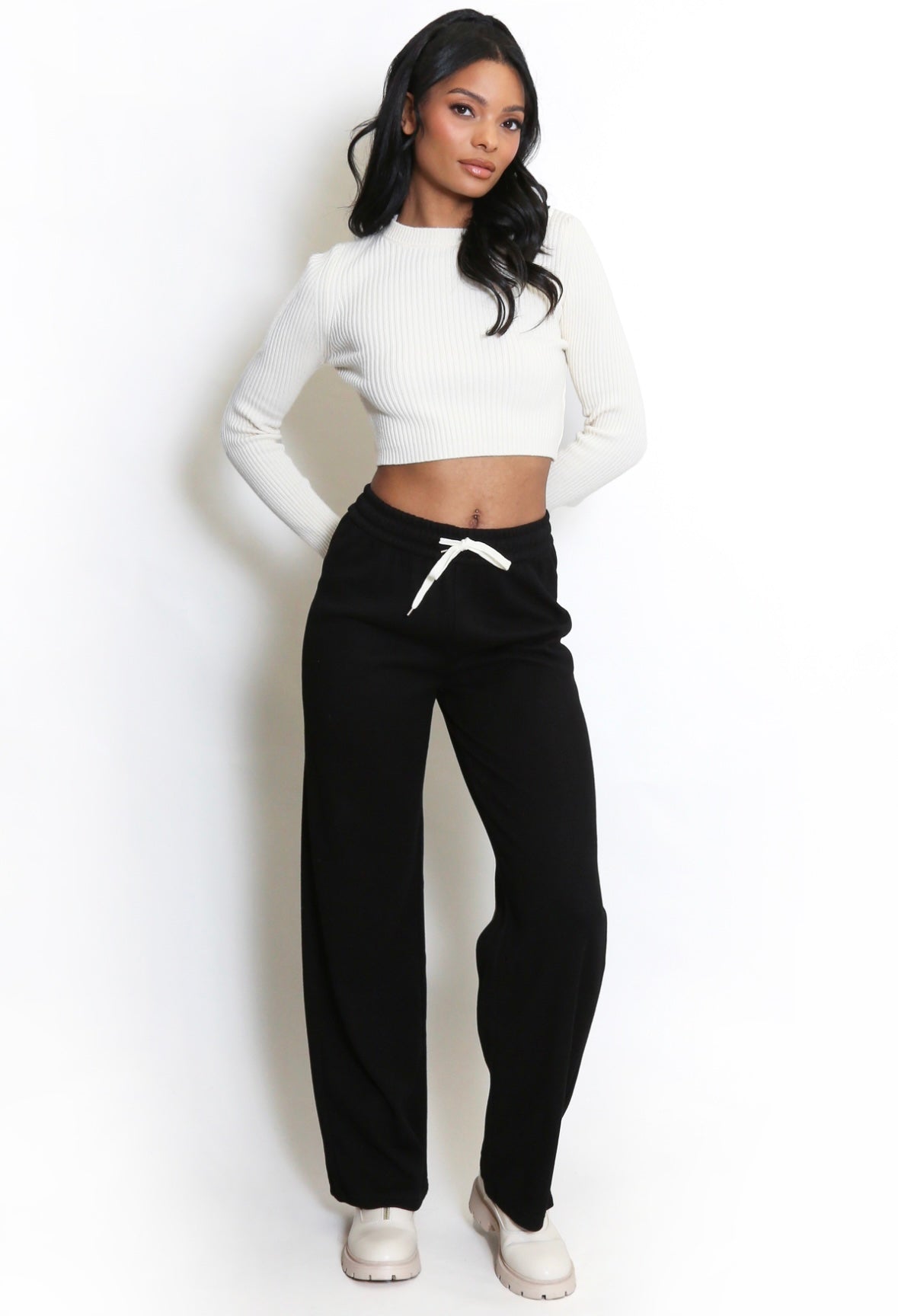 Sheena Wide Leg Ribbed Joggers